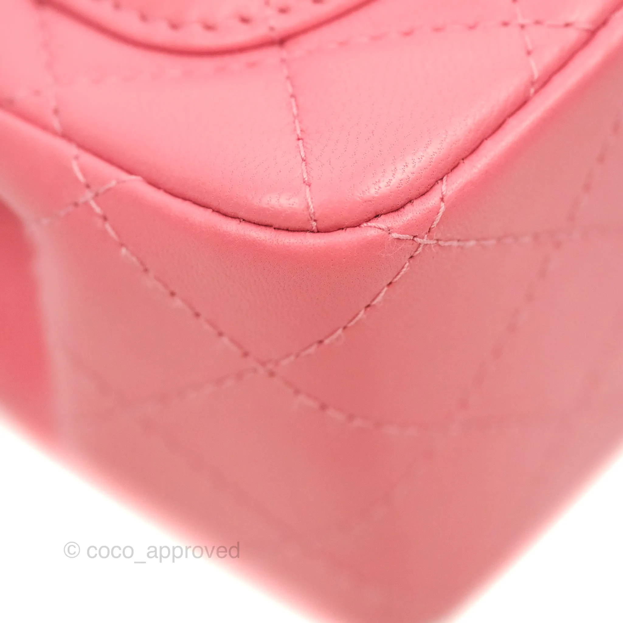 Chanel Mini Square Quilted Rosy Pink Lambskin Gold Hardware 21A