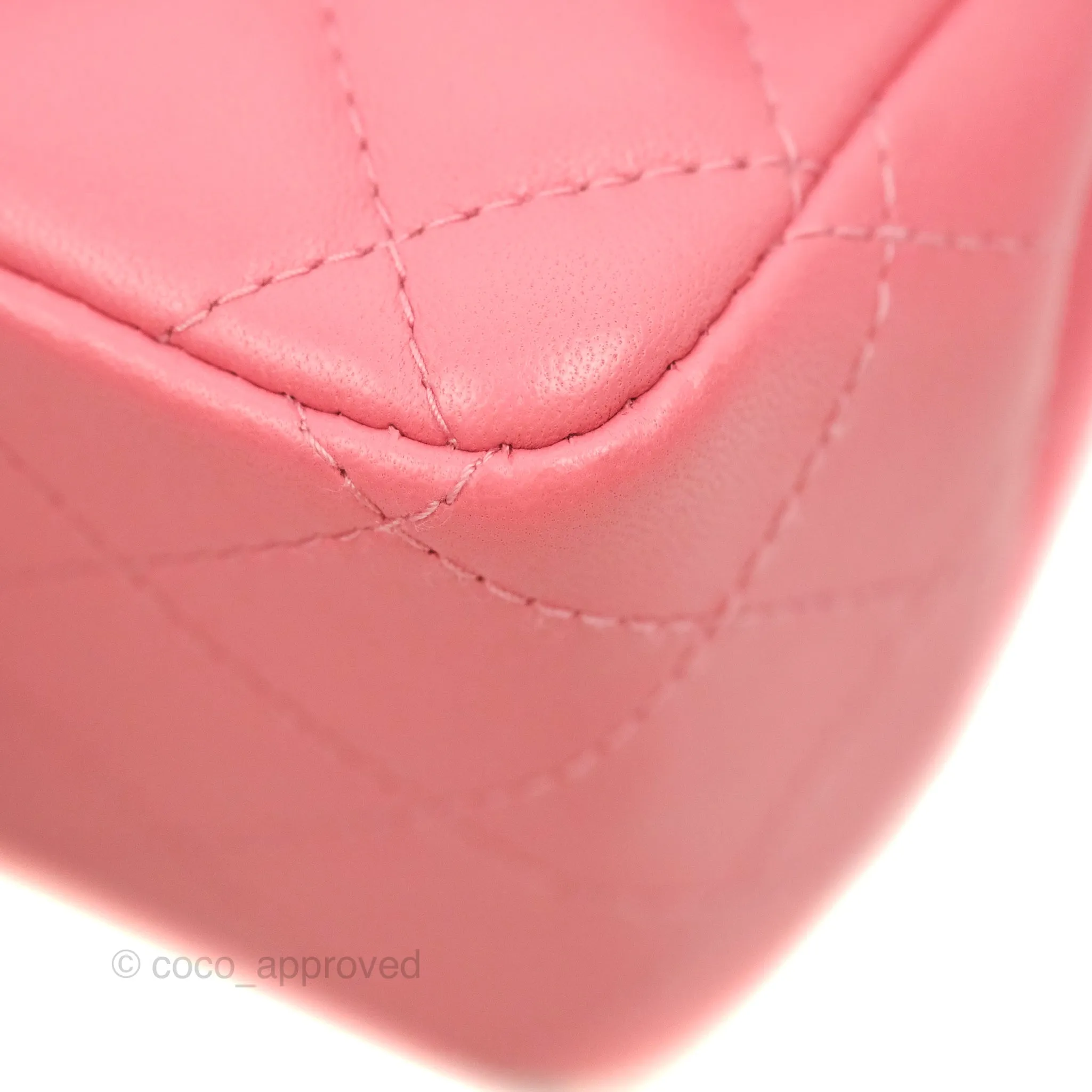 Chanel Mini Square Quilted Rosy Pink Lambskin Gold Hardware 21A