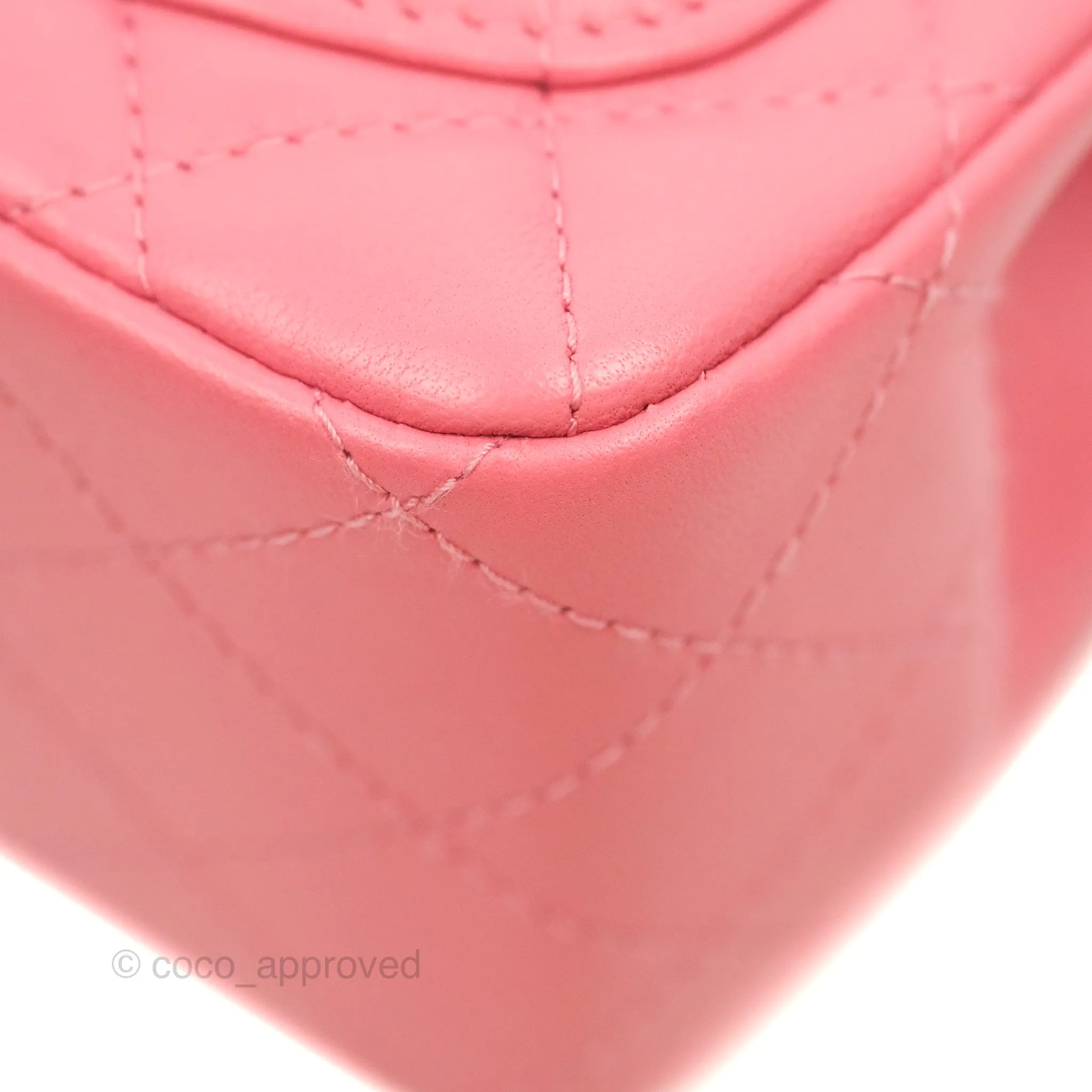 Chanel Mini Square Quilted Rosy Pink Lambskin Gold Hardware 21A