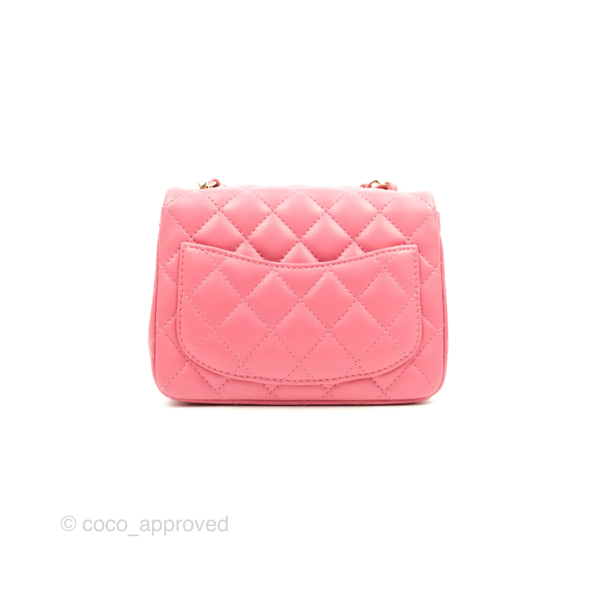 Chanel Mini Square Quilted Rosy Pink Lambskin Gold Hardware 21A