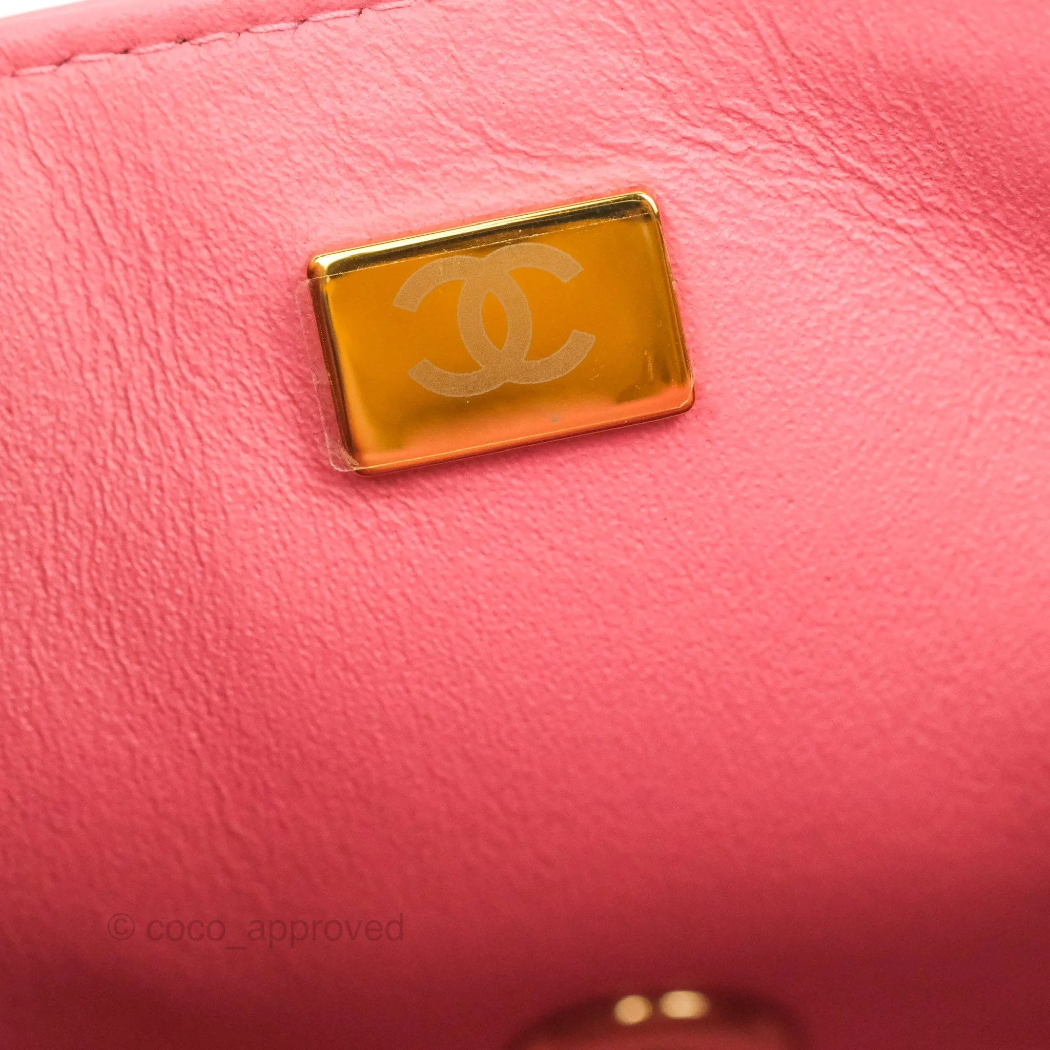Chanel Mini Square Quilted Rosy Pink Lambskin Gold Hardware 21A