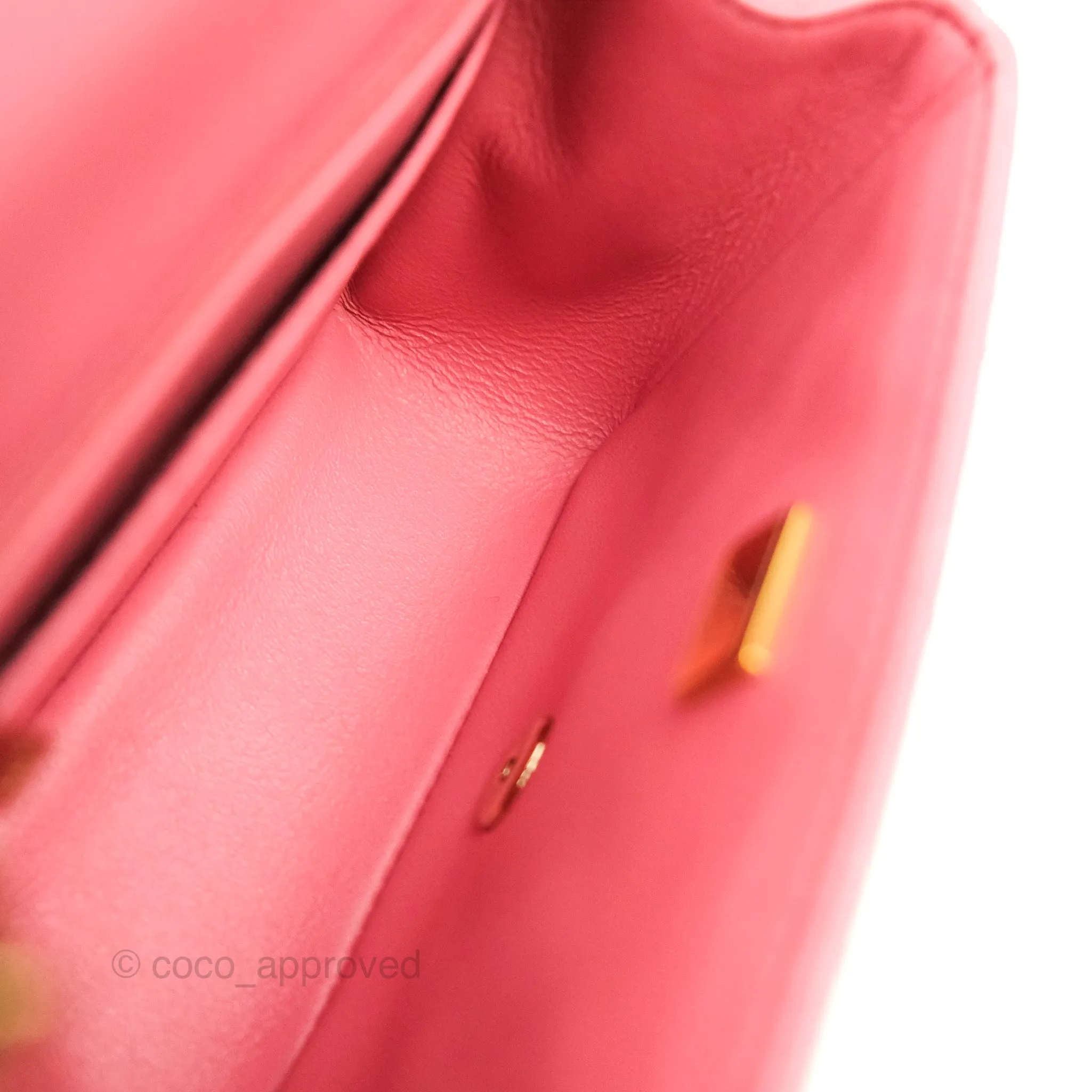 Chanel Mini Square Quilted Rosy Pink Lambskin Gold Hardware 21A