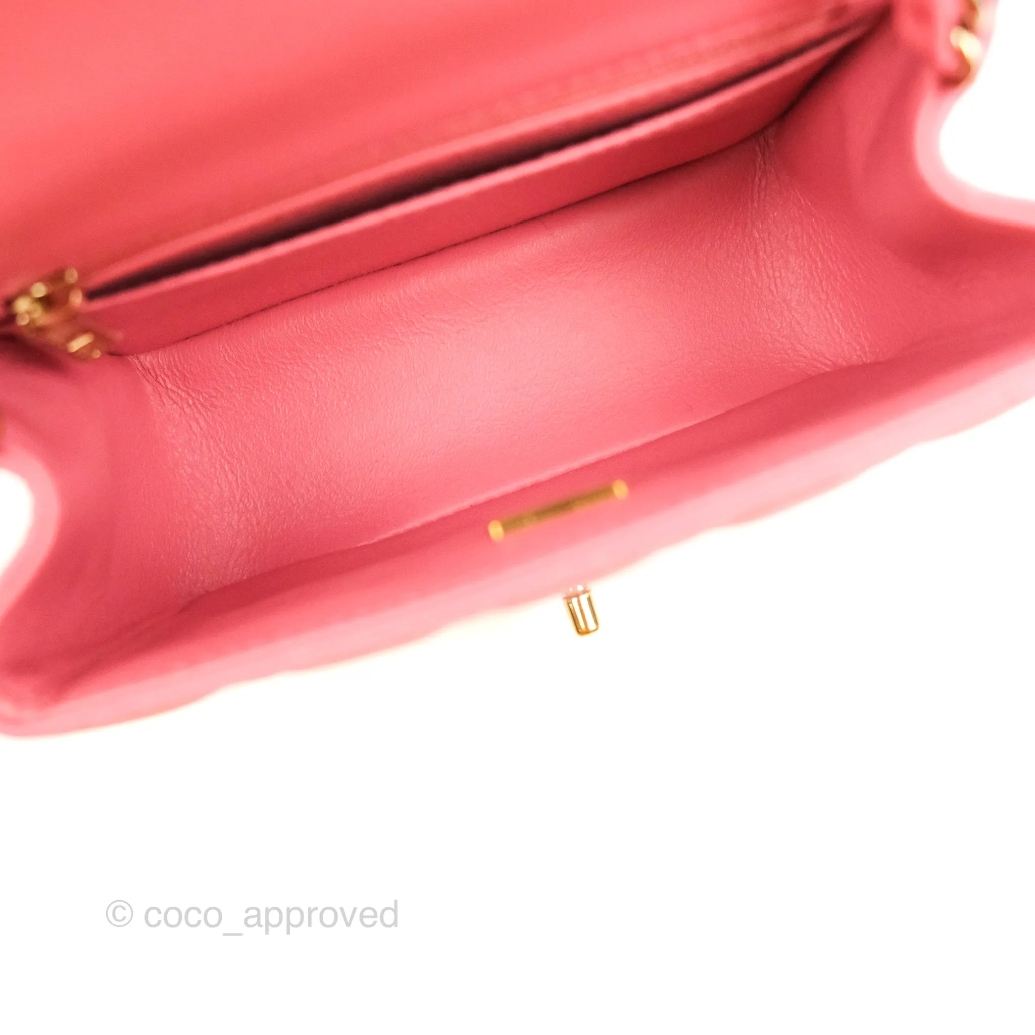 Chanel Mini Square Quilted Rosy Pink Lambskin Gold Hardware 21A