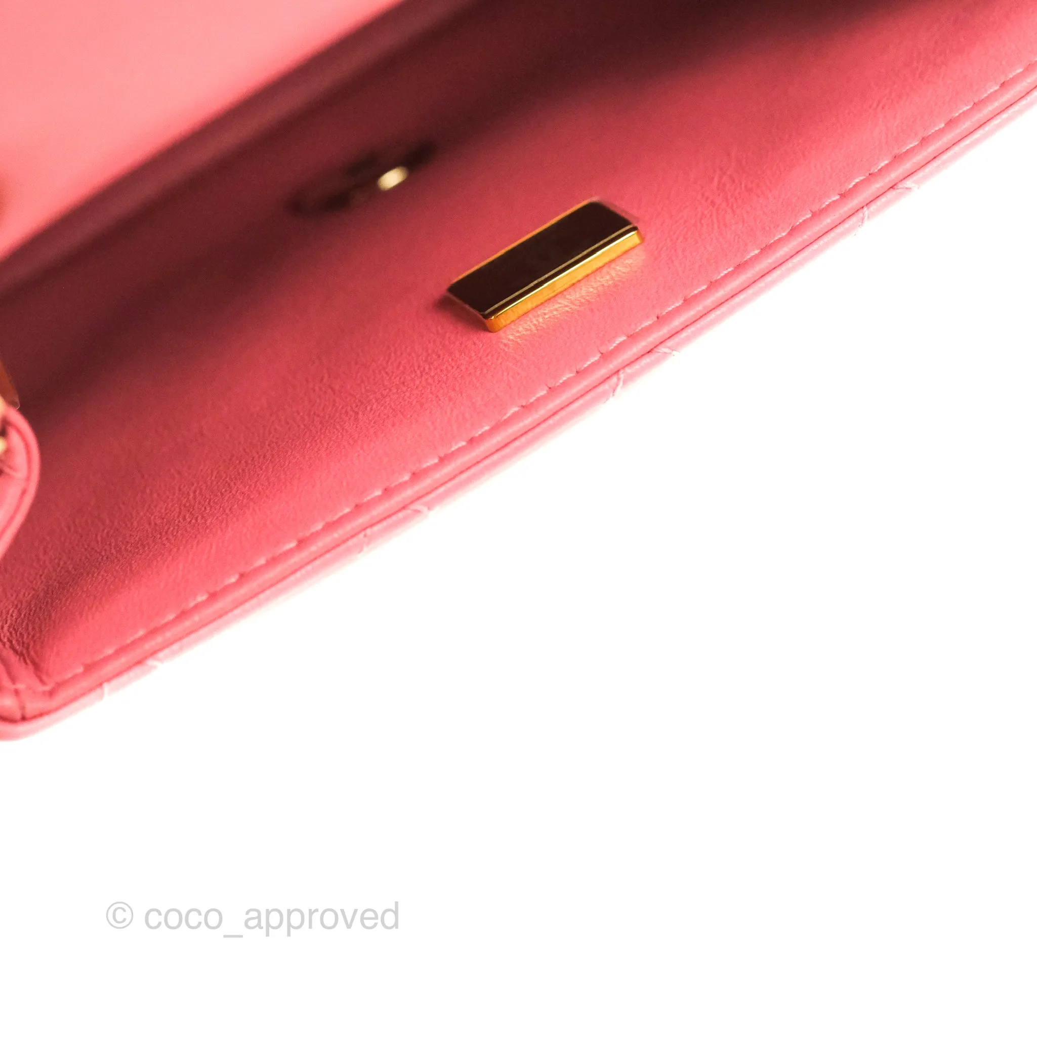 Chanel Mini Square Quilted Rosy Pink Lambskin Gold Hardware 21A
