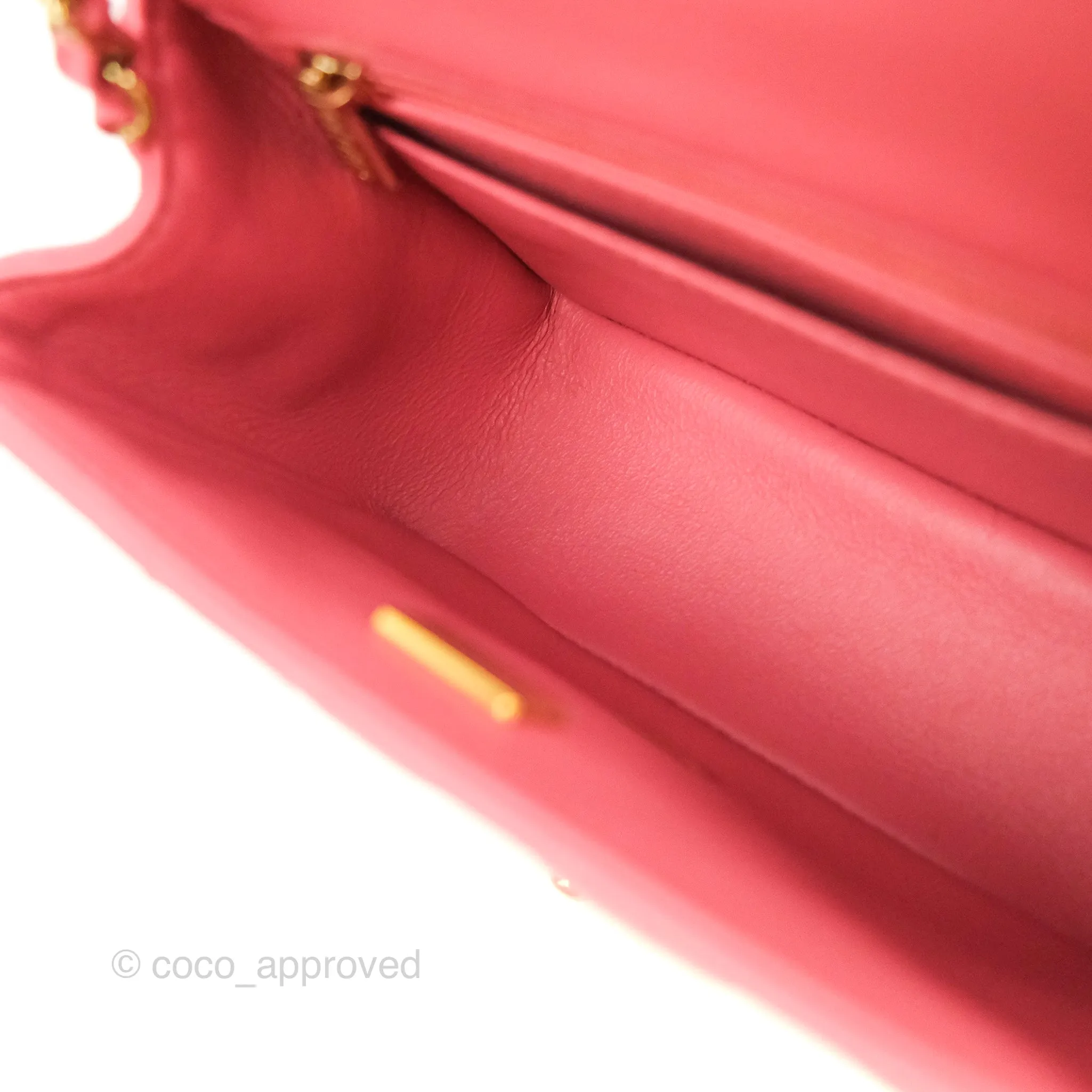 Chanel Mini Square Quilted Rosy Pink Lambskin Gold Hardware 21A