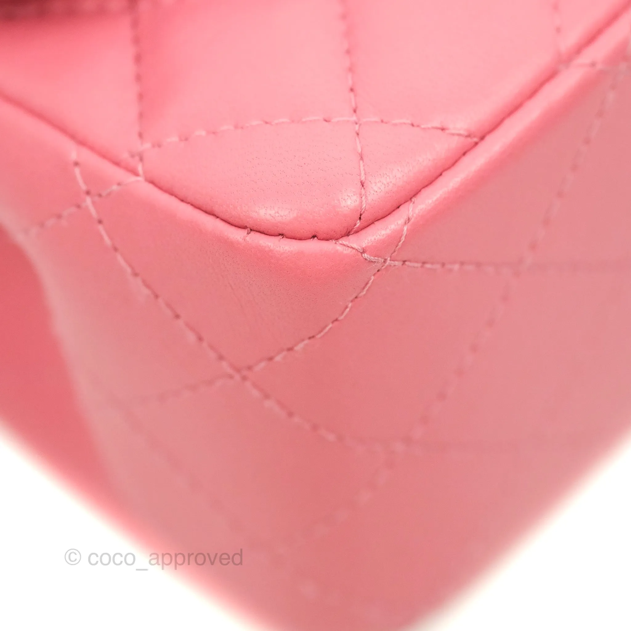 Chanel Mini Square Quilted Rosy Pink Lambskin Gold Hardware 21A