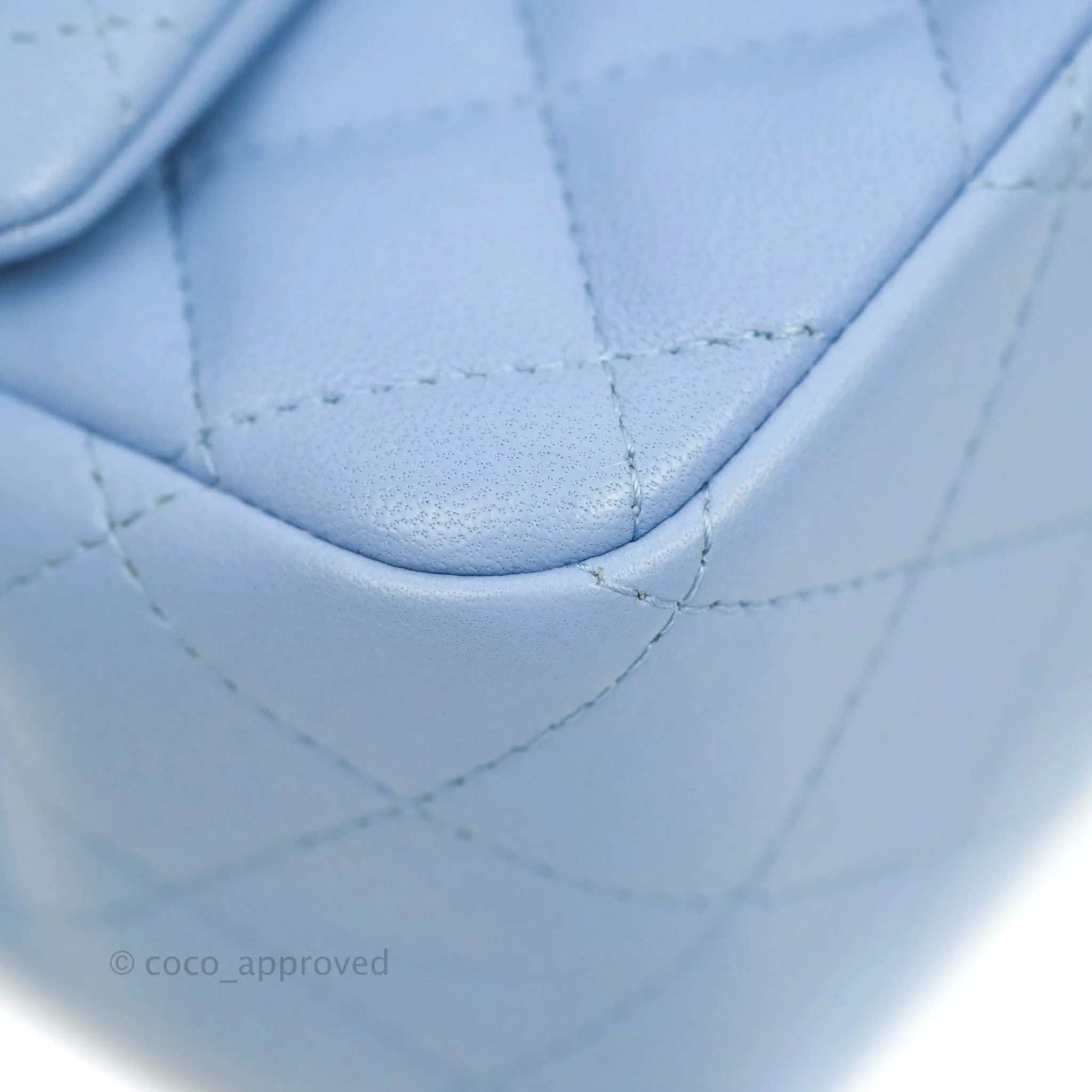 Chanel Mini Square Quilted Sky Blue Lambskin Gold Hardware 21C