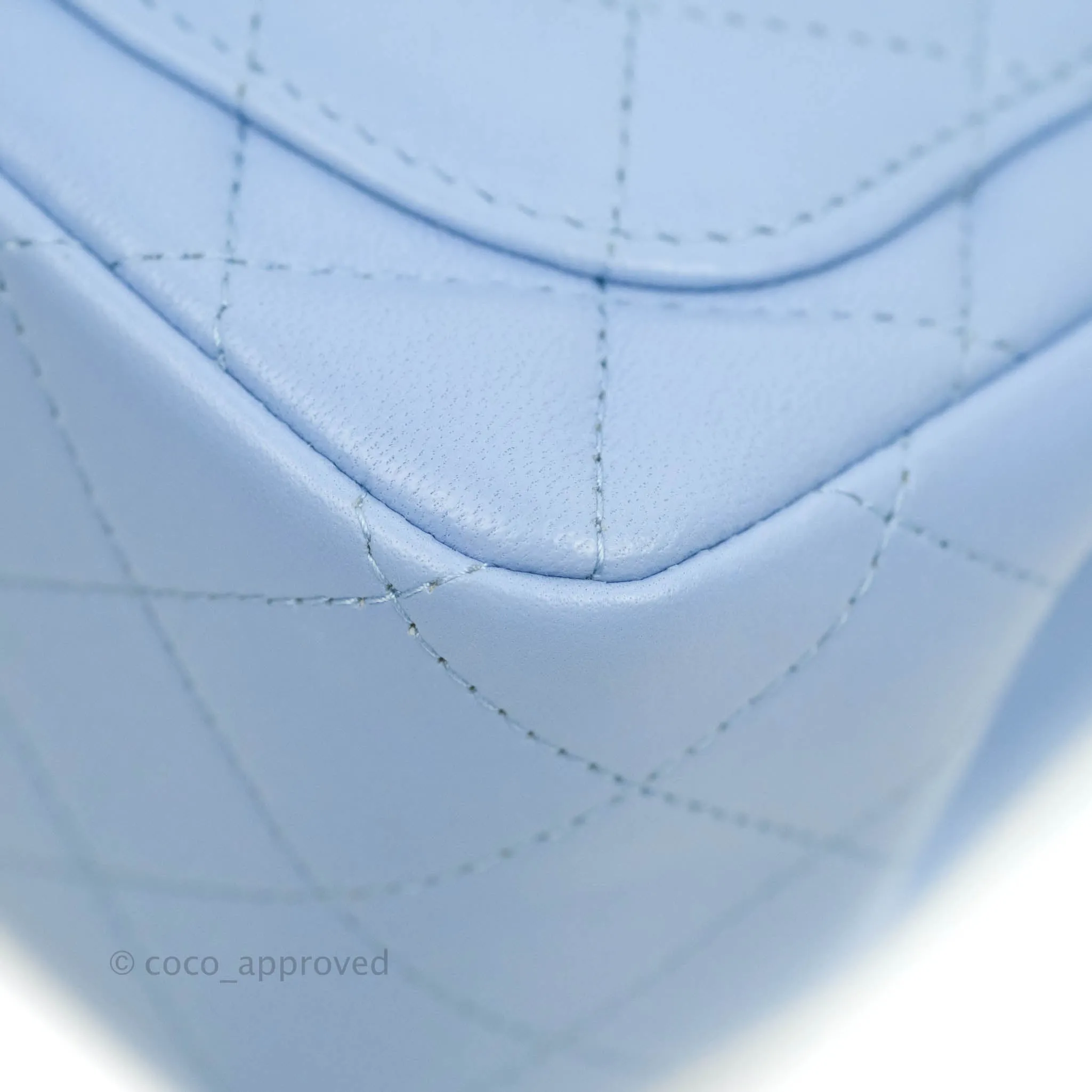 Chanel Mini Square Quilted Sky Blue Lambskin Gold Hardware 21C