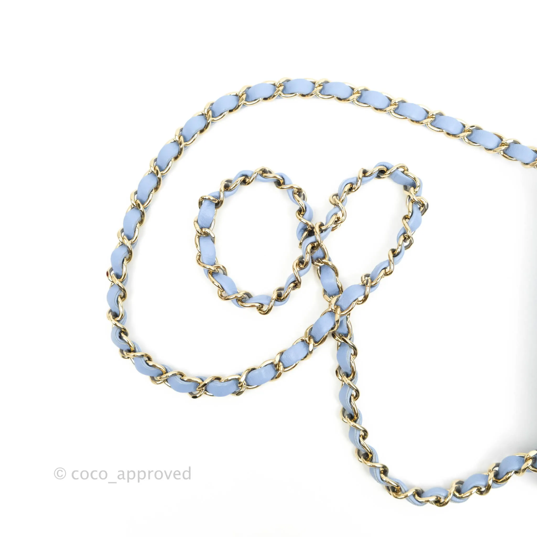 Chanel Mini Square Quilted Sky Blue Lambskin Gold Hardware 21C