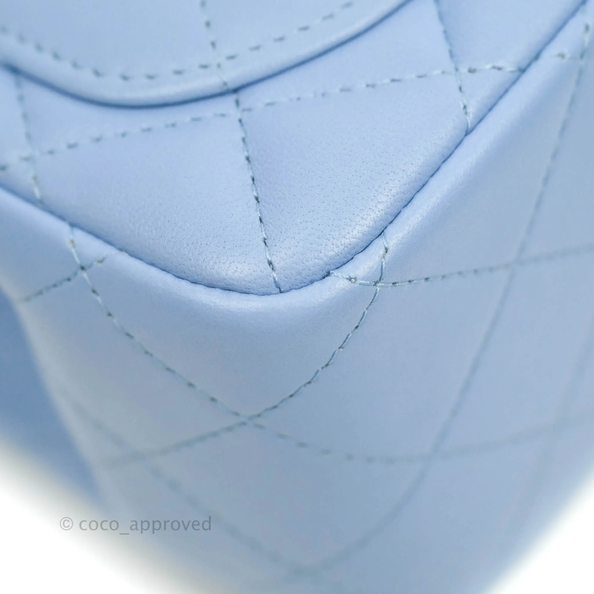 Chanel Mini Square Quilted Sky Blue Lambskin Gold Hardware 21C