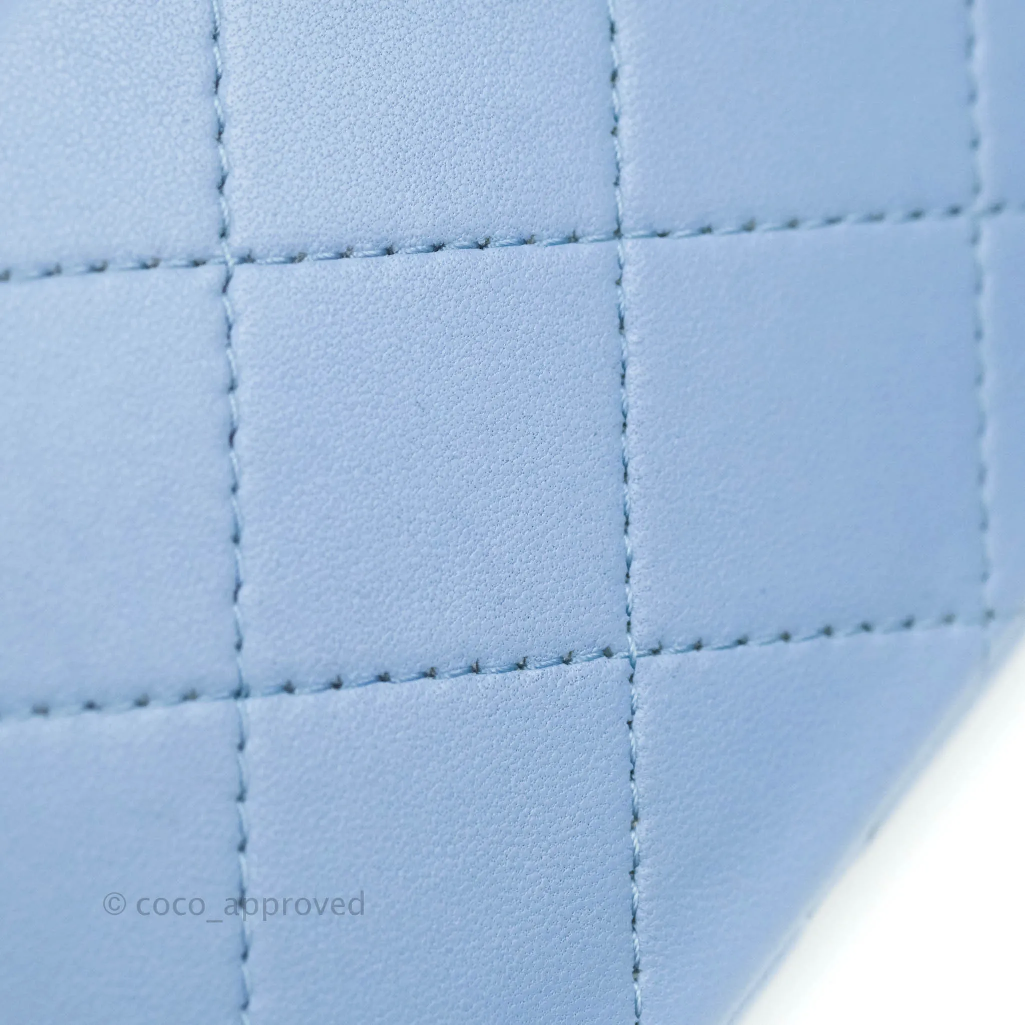 Chanel Mini Square Quilted Sky Blue Lambskin Gold Hardware 21C