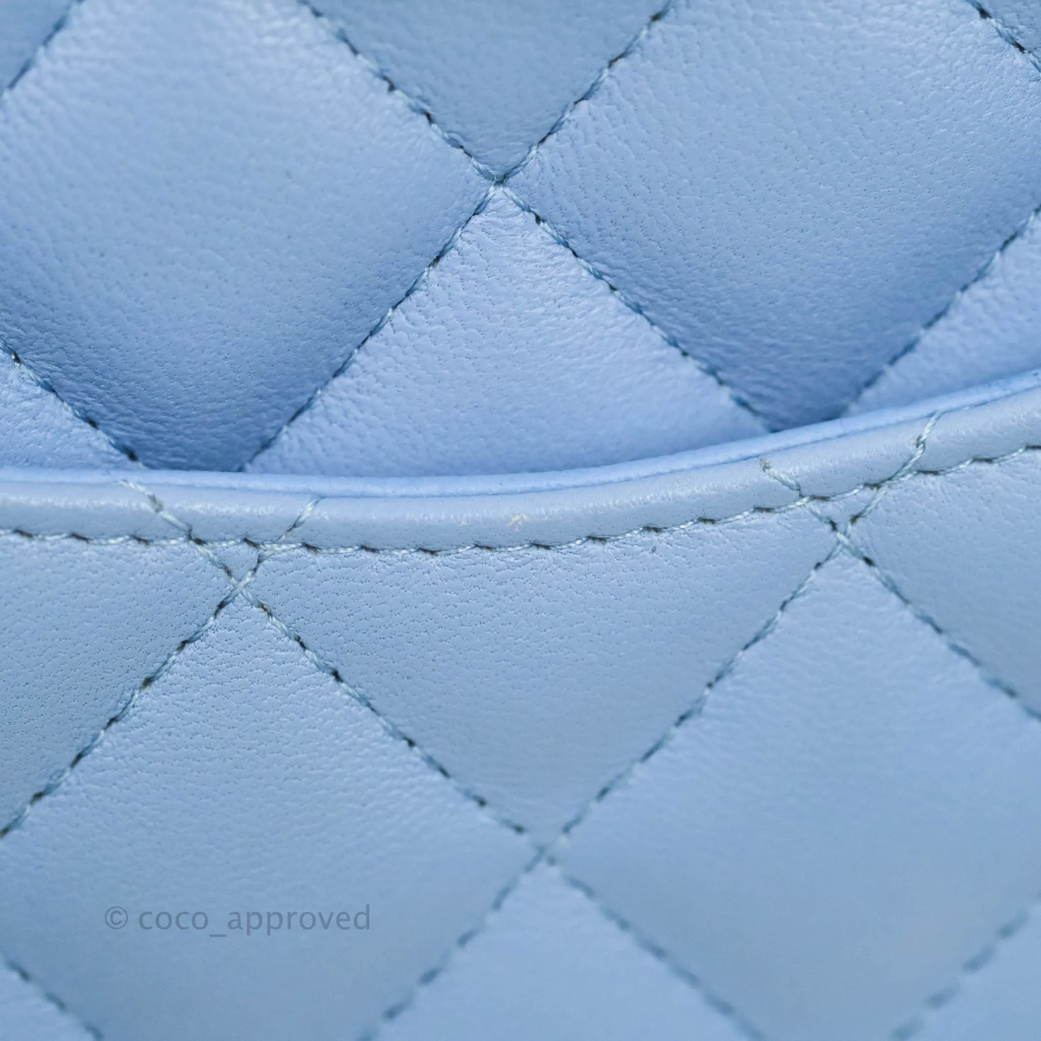 Chanel Mini Square Quilted Sky Blue Lambskin Gold Hardware 21C