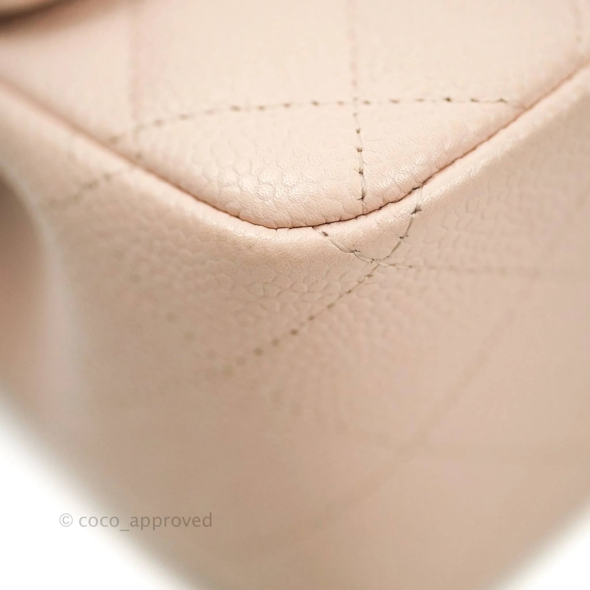 Chanel Mini Square Sakura Pink Caviar Silver Hardware