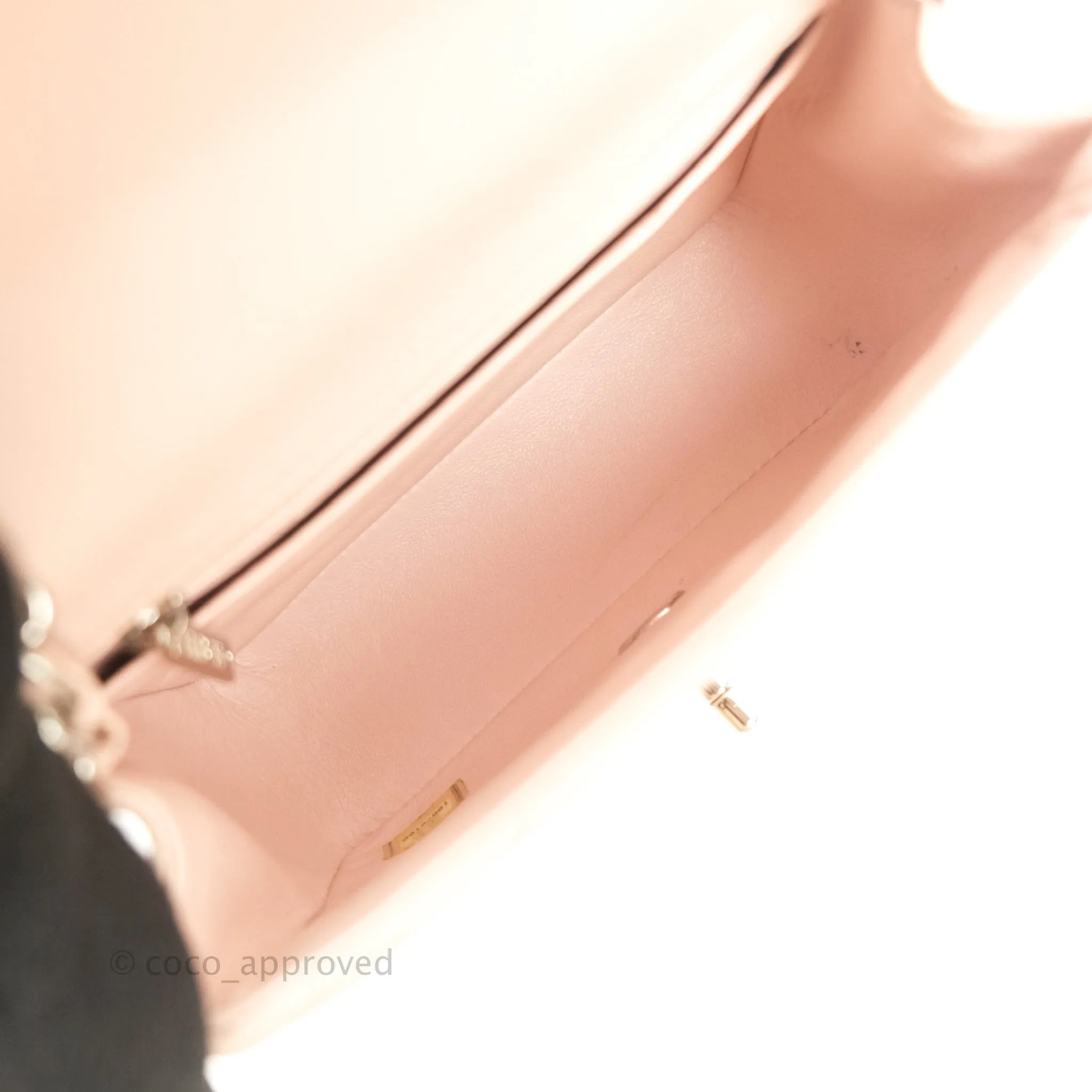 Chanel Mini Square Sakura Pink Caviar Silver Hardware