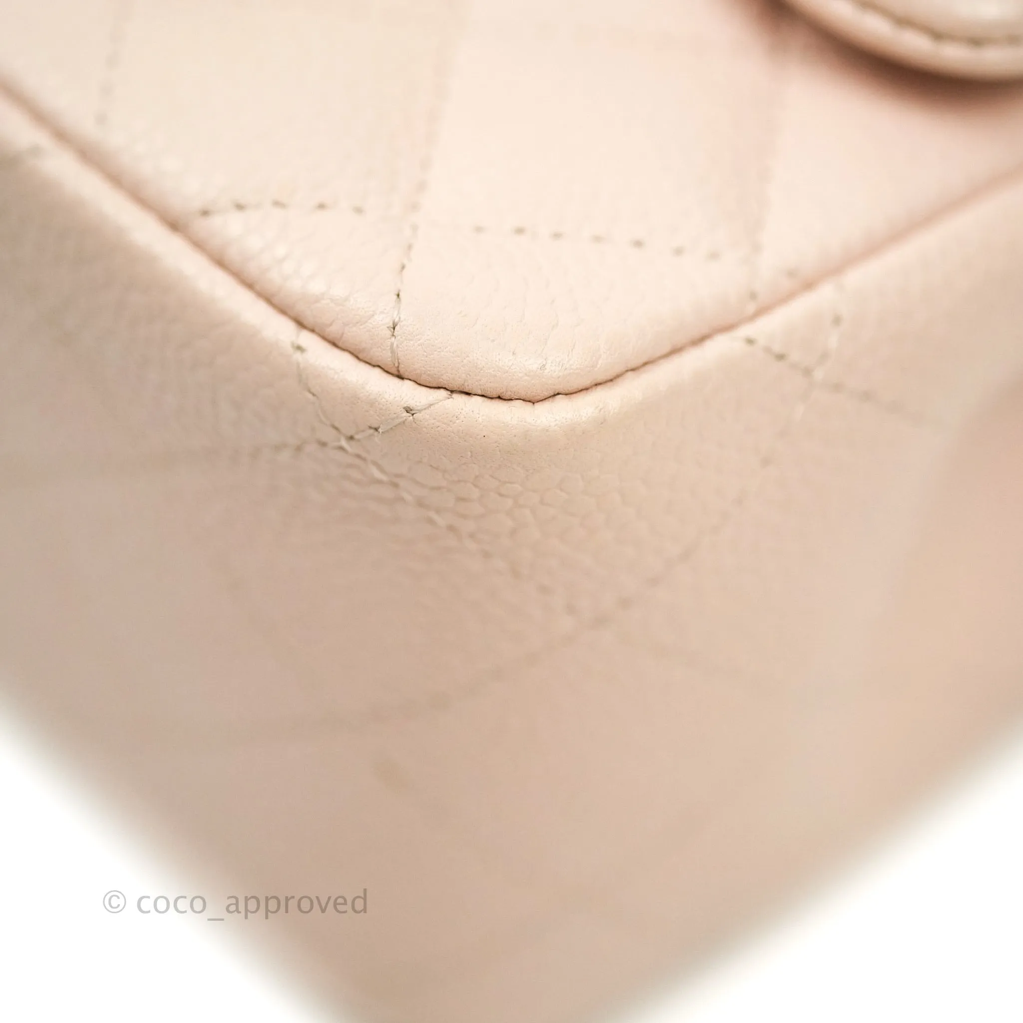 Chanel Mini Square Sakura Pink Caviar Silver Hardware