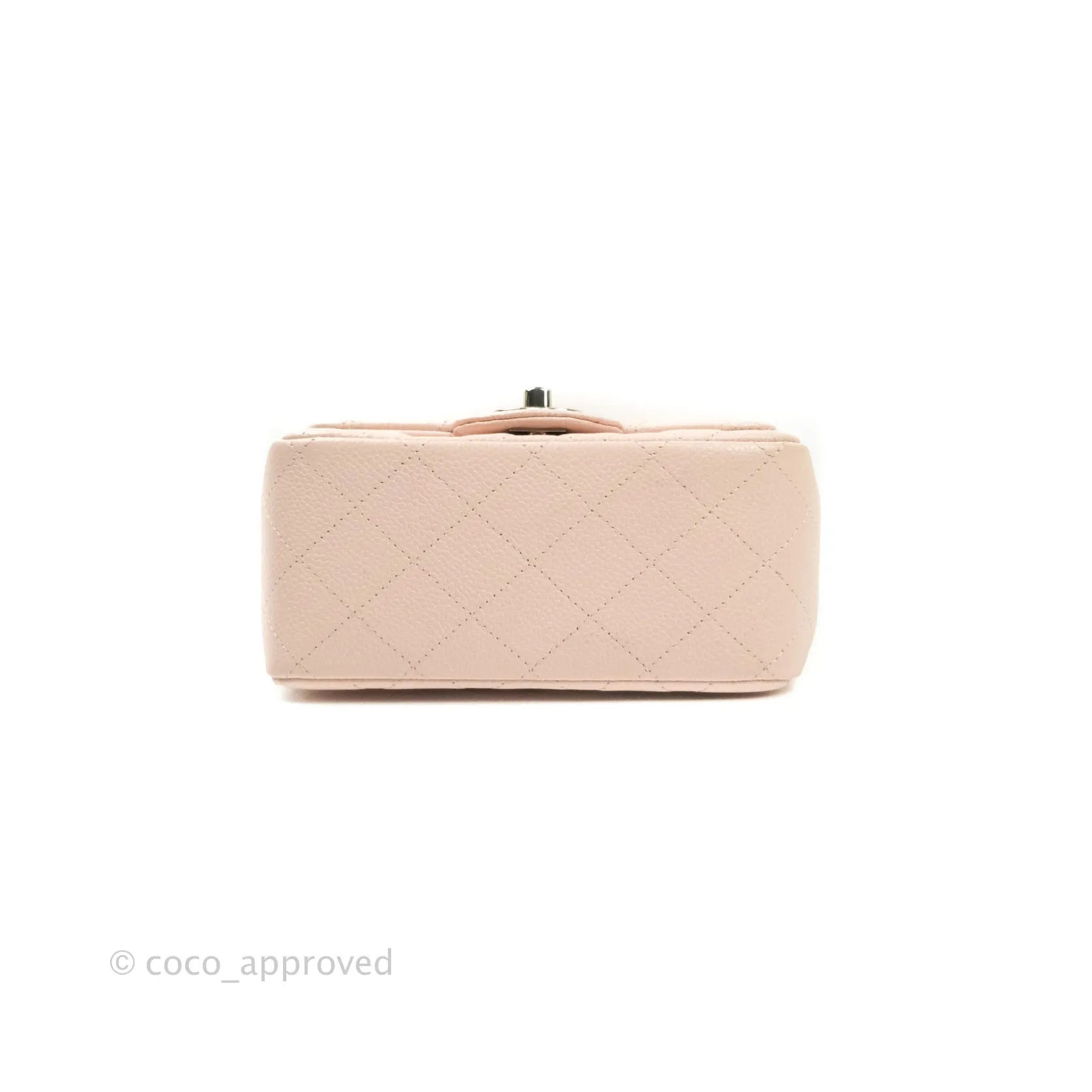 Chanel Mini Square Sakura Pink Caviar Silver Hardware