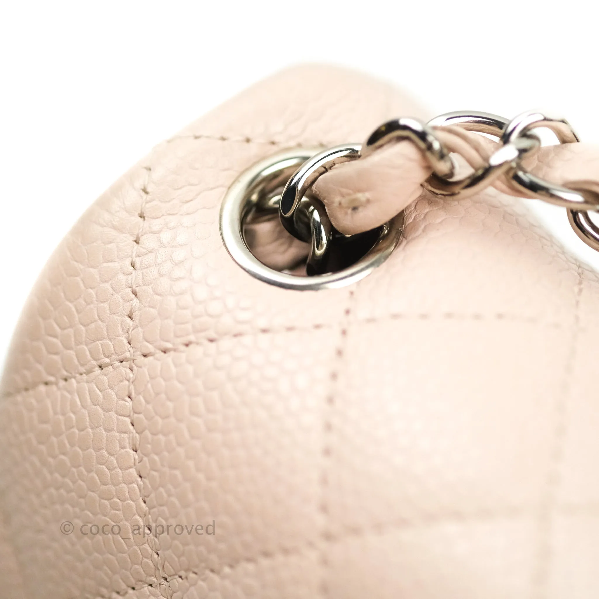 Chanel Mini Square Sakura Pink Caviar Silver Hardware