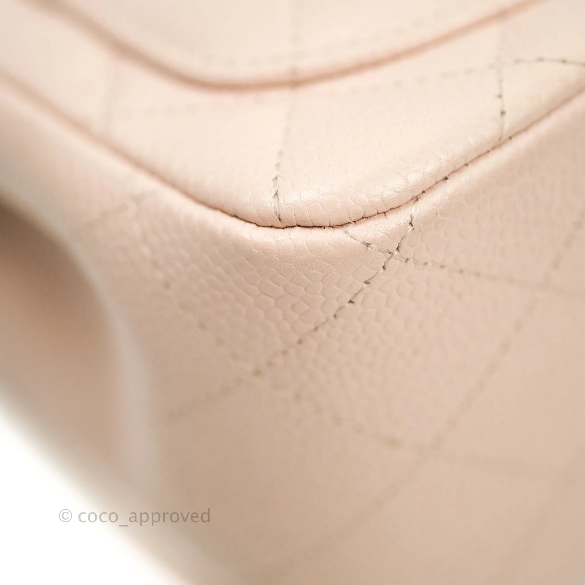 Chanel Mini Square Sakura Pink Caviar Silver Hardware