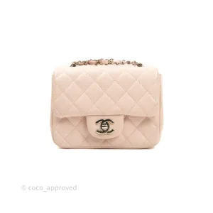 Chanel Mini Square Sakura Pink Caviar Silver Hardware