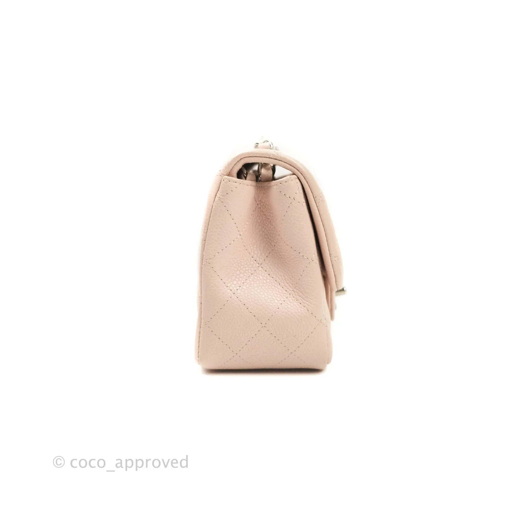 Chanel Mini Square Sakura Pink Caviar Silver Hardware