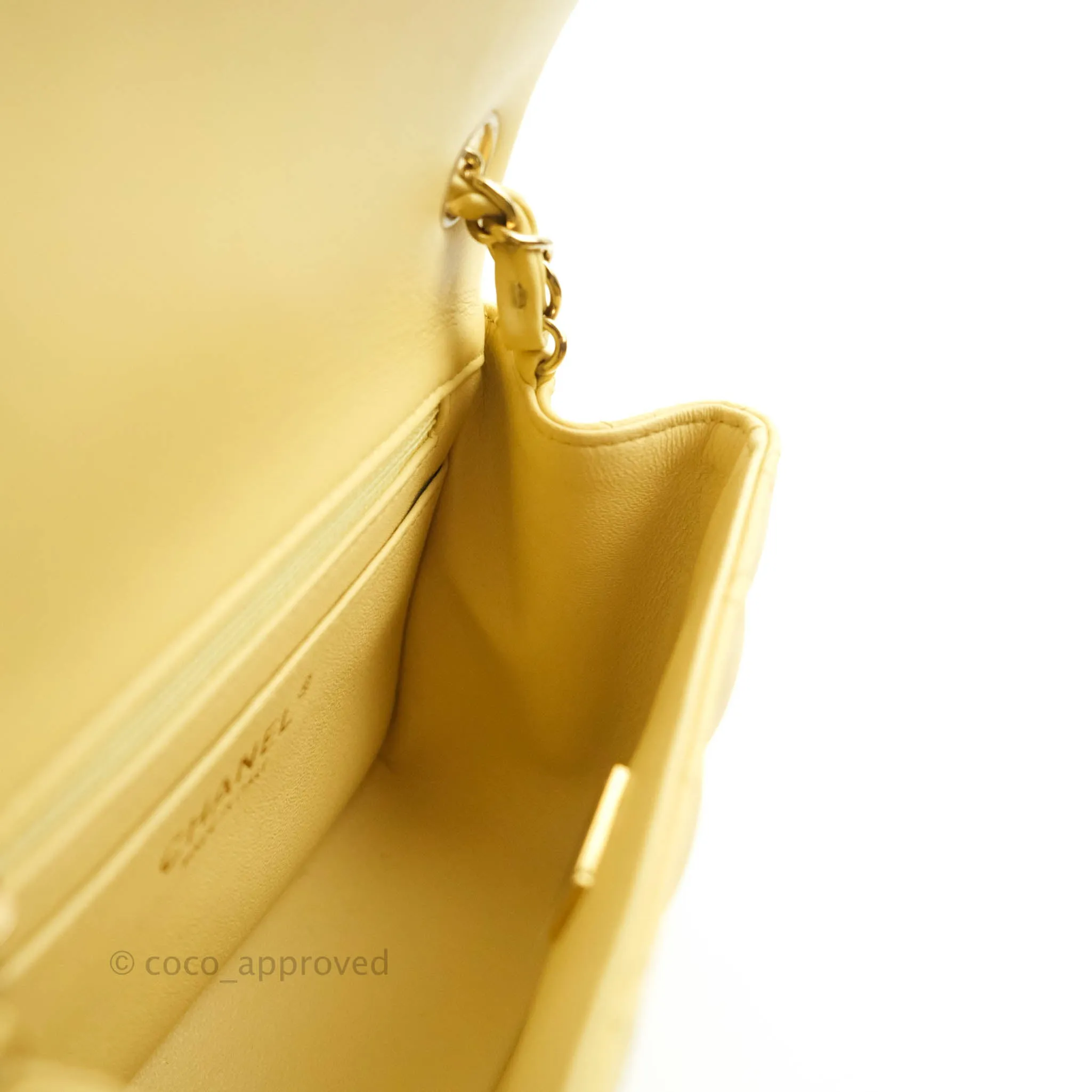 Chanel Mini Square Yellow Lambskin Gold Hardware