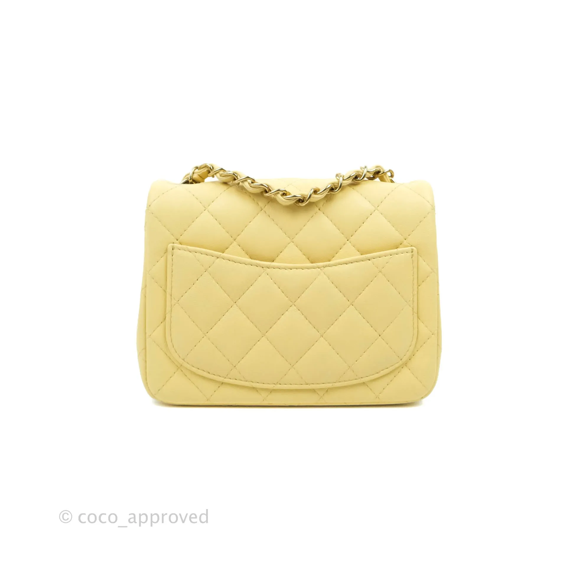 Chanel Mini Square Yellow Lambskin Gold Hardware