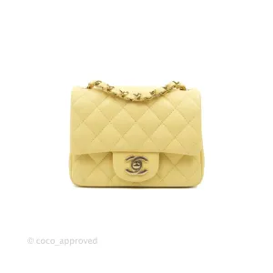 Chanel Mini Square Yellow Lambskin Gold Hardware