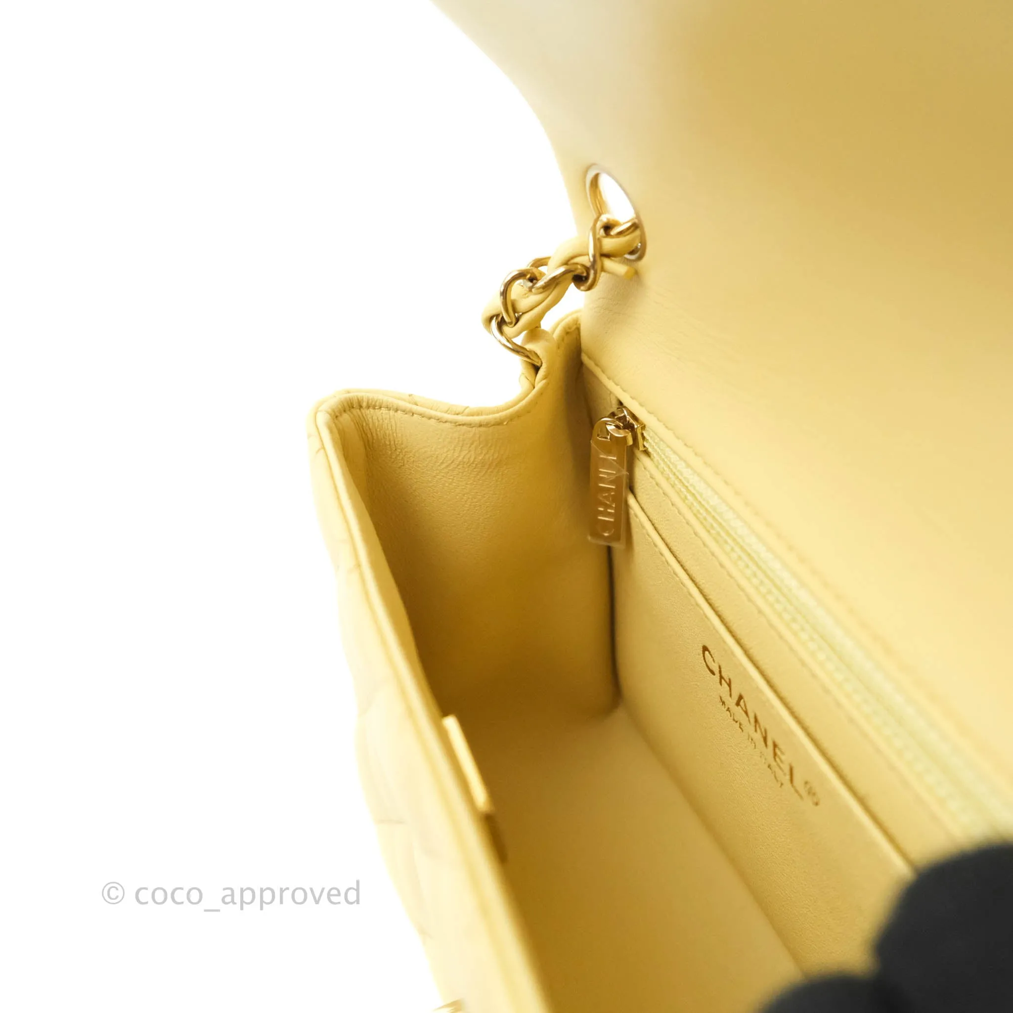 Chanel Mini Square Yellow Lambskin Gold Hardware