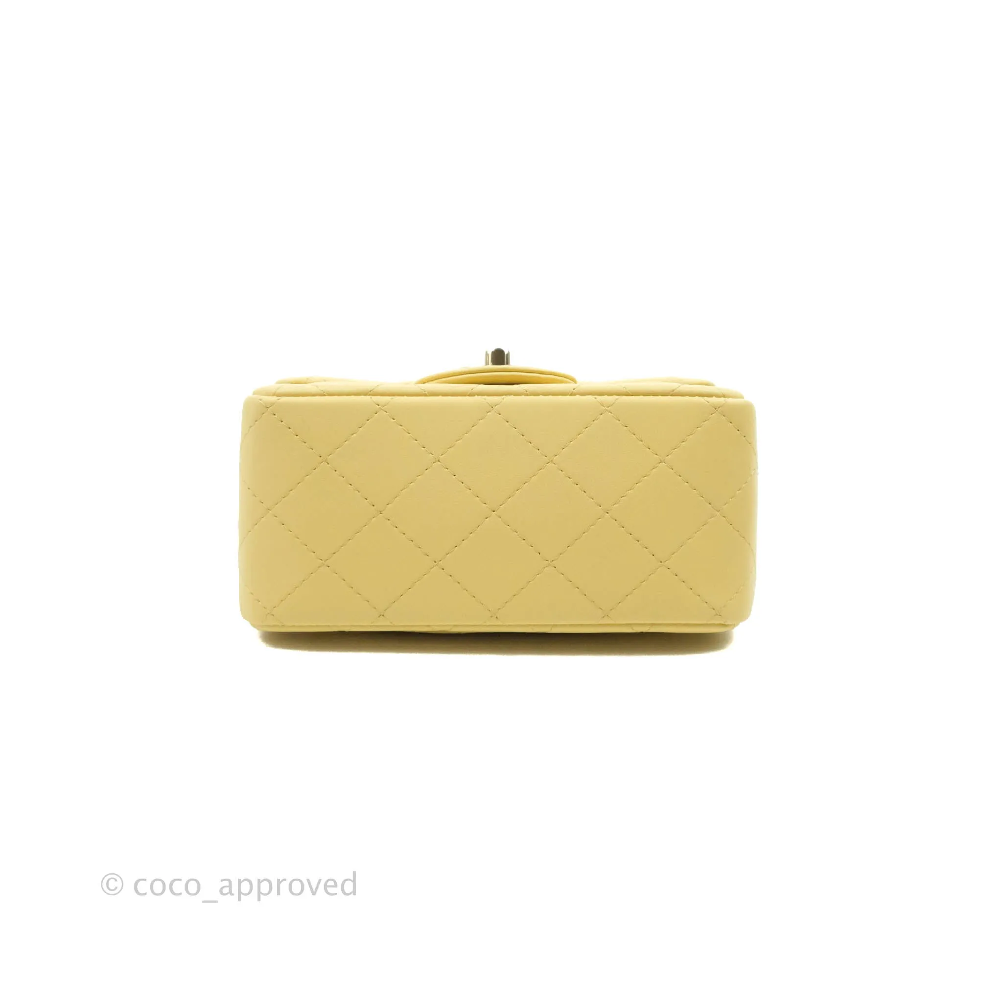 Chanel Mini Square Yellow Lambskin Gold Hardware