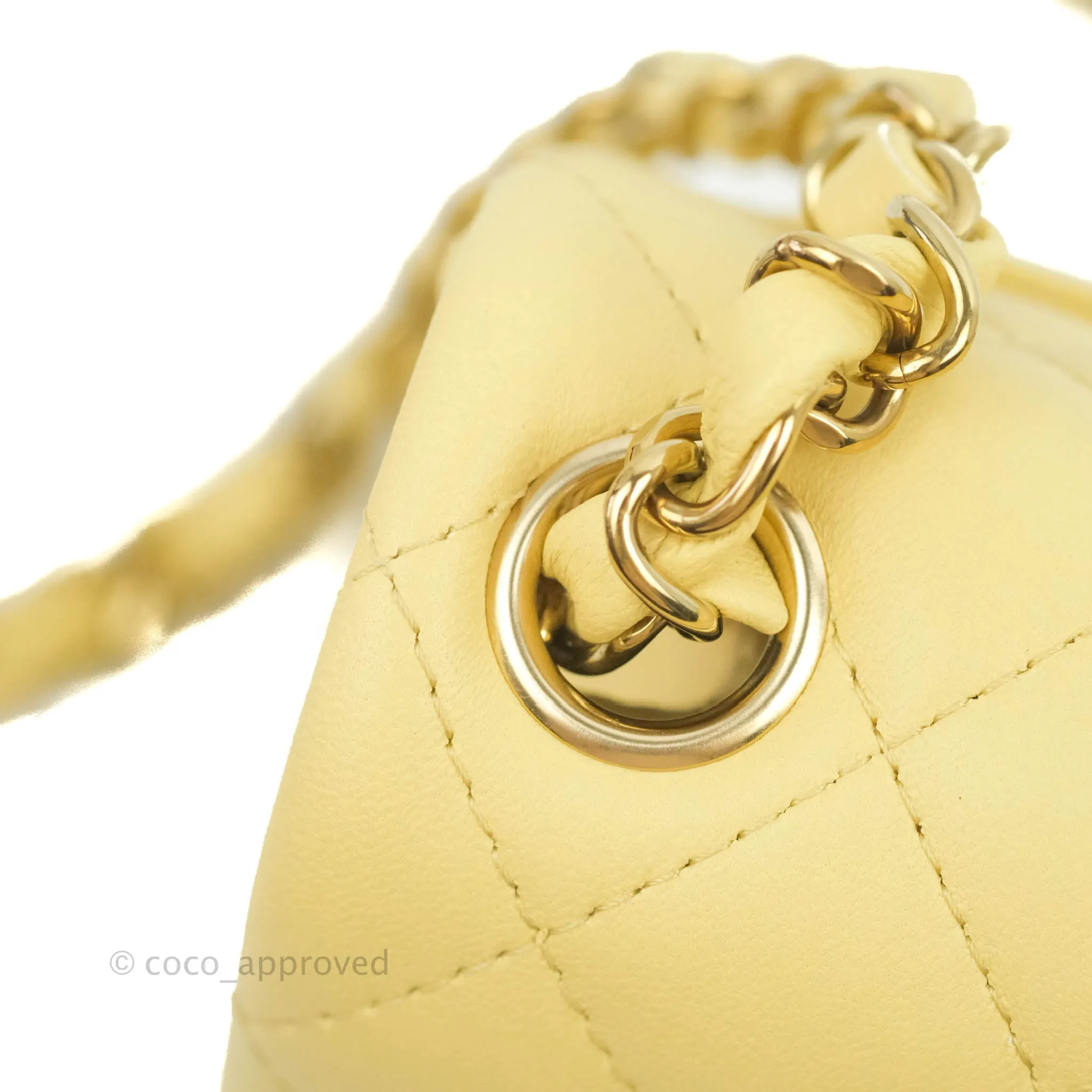Chanel Mini Square Yellow Lambskin Gold Hardware