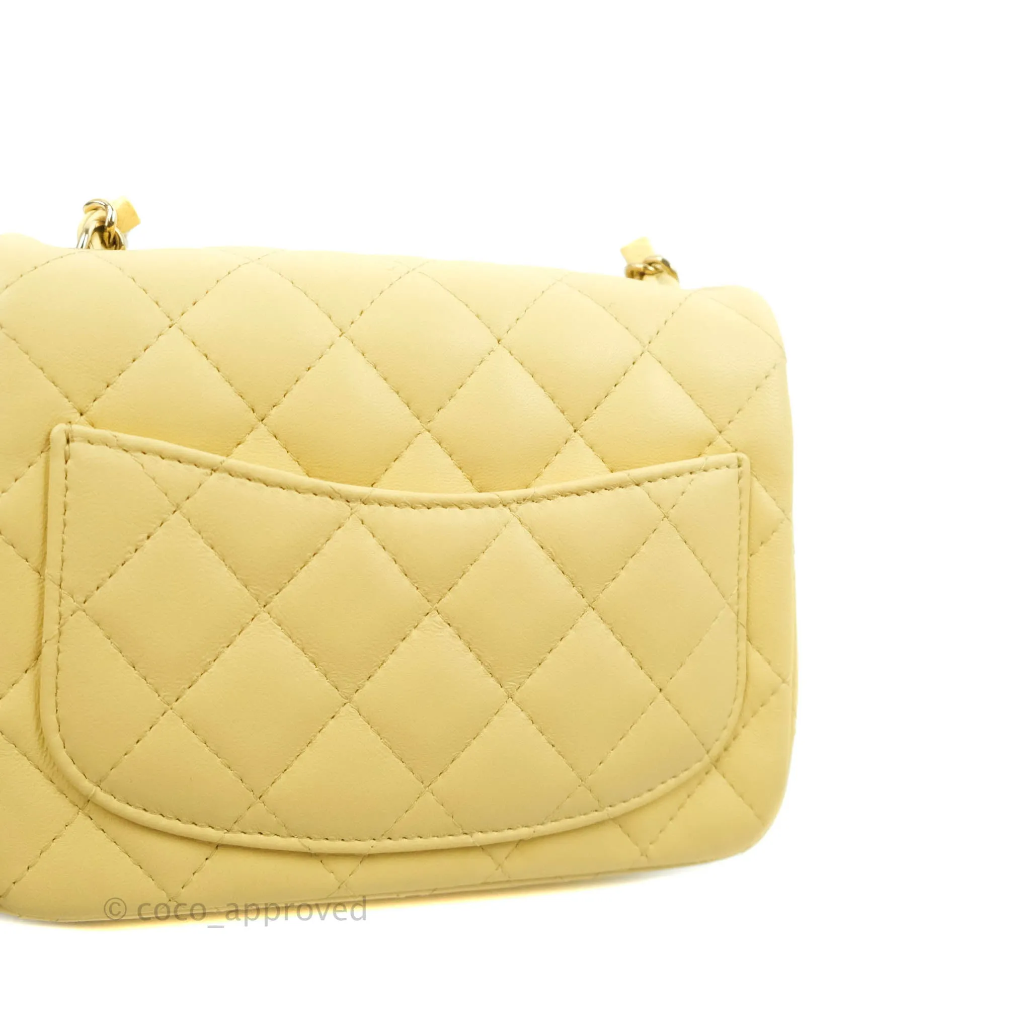 Chanel Mini Square Yellow Lambskin Gold Hardware