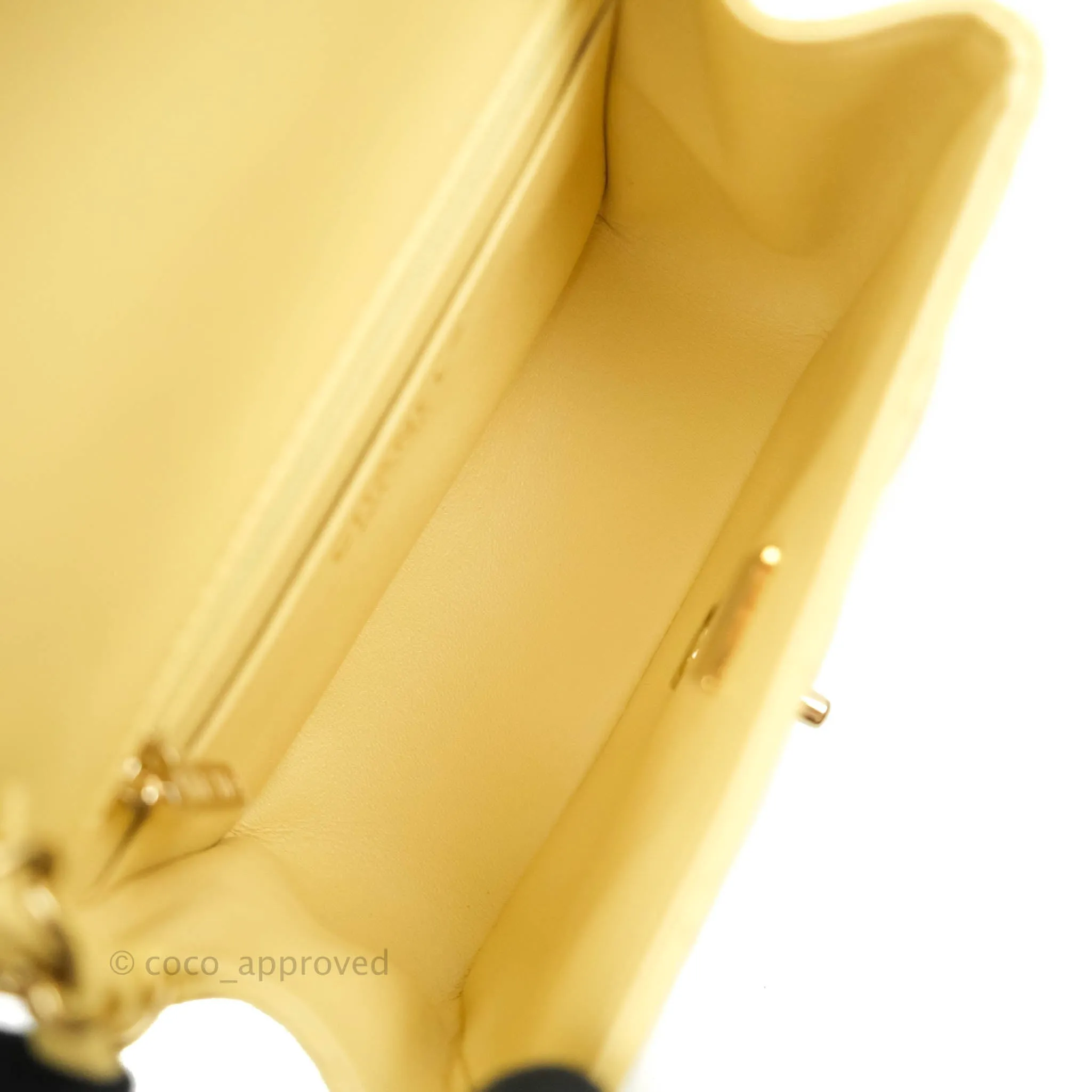 Chanel Mini Square Yellow Lambskin Gold Hardware