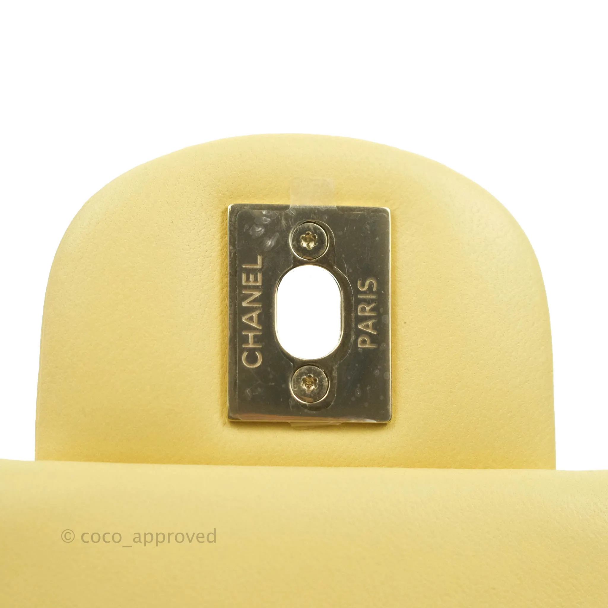 Chanel Mini Square Yellow Lambskin Gold Hardware