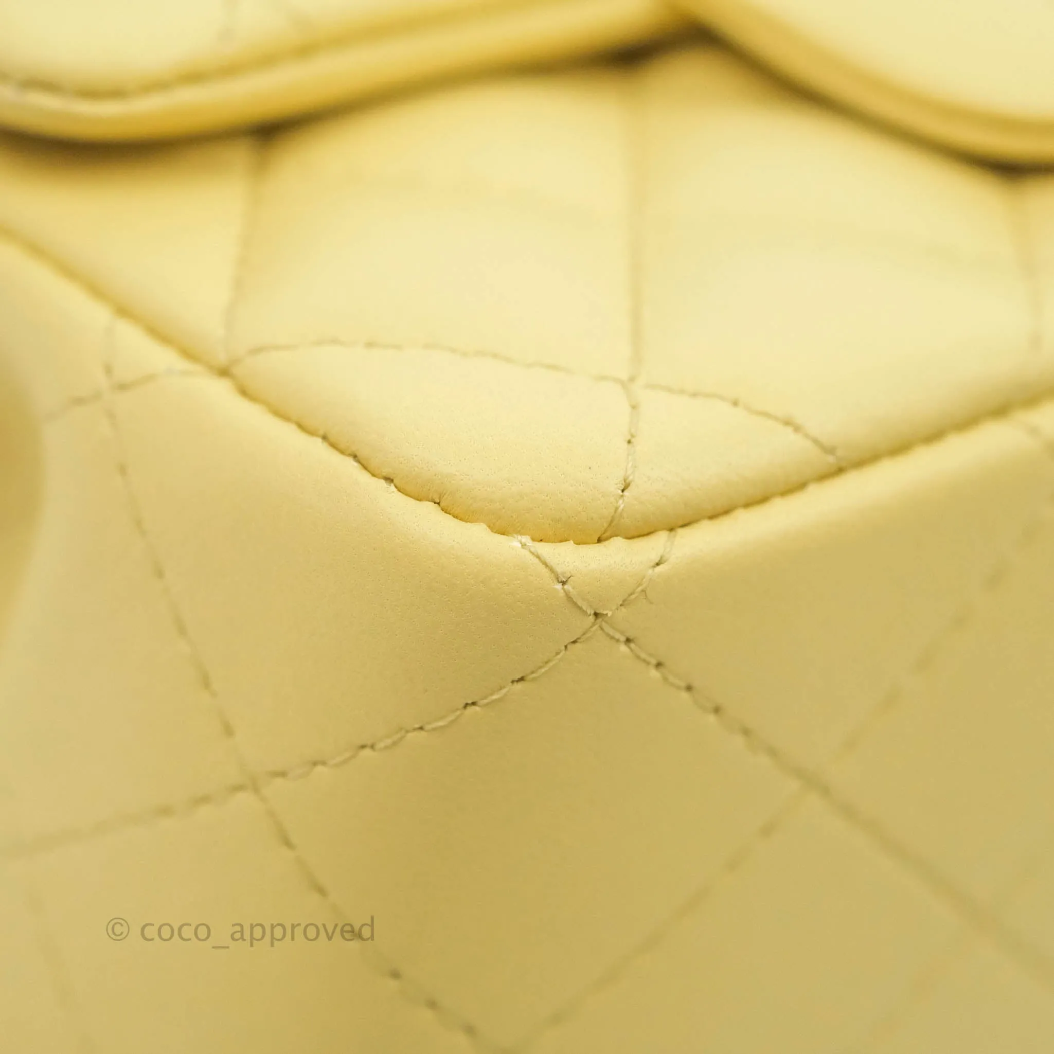 Chanel Mini Square Yellow Lambskin Gold Hardware