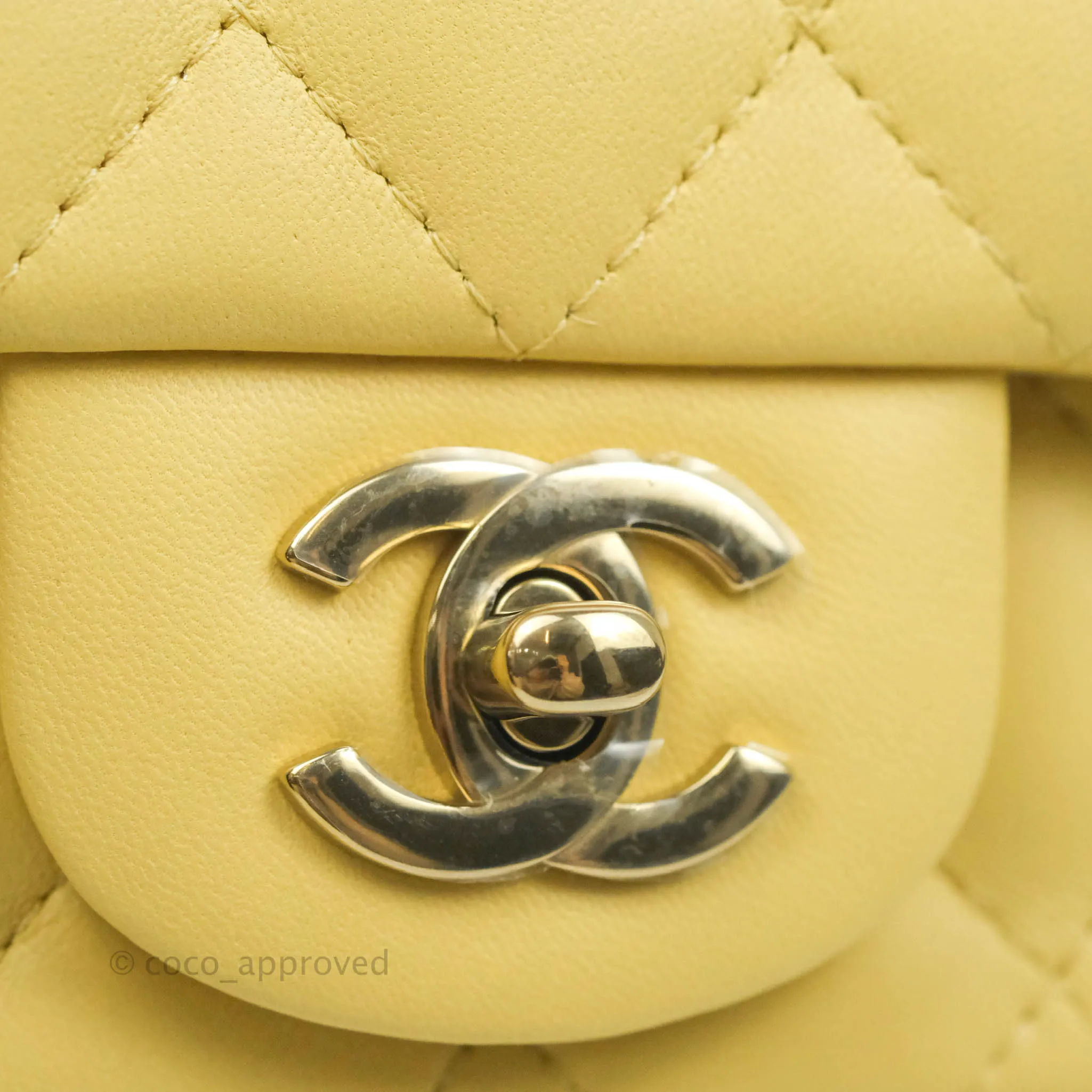 Chanel Mini Square Yellow Lambskin Gold Hardware