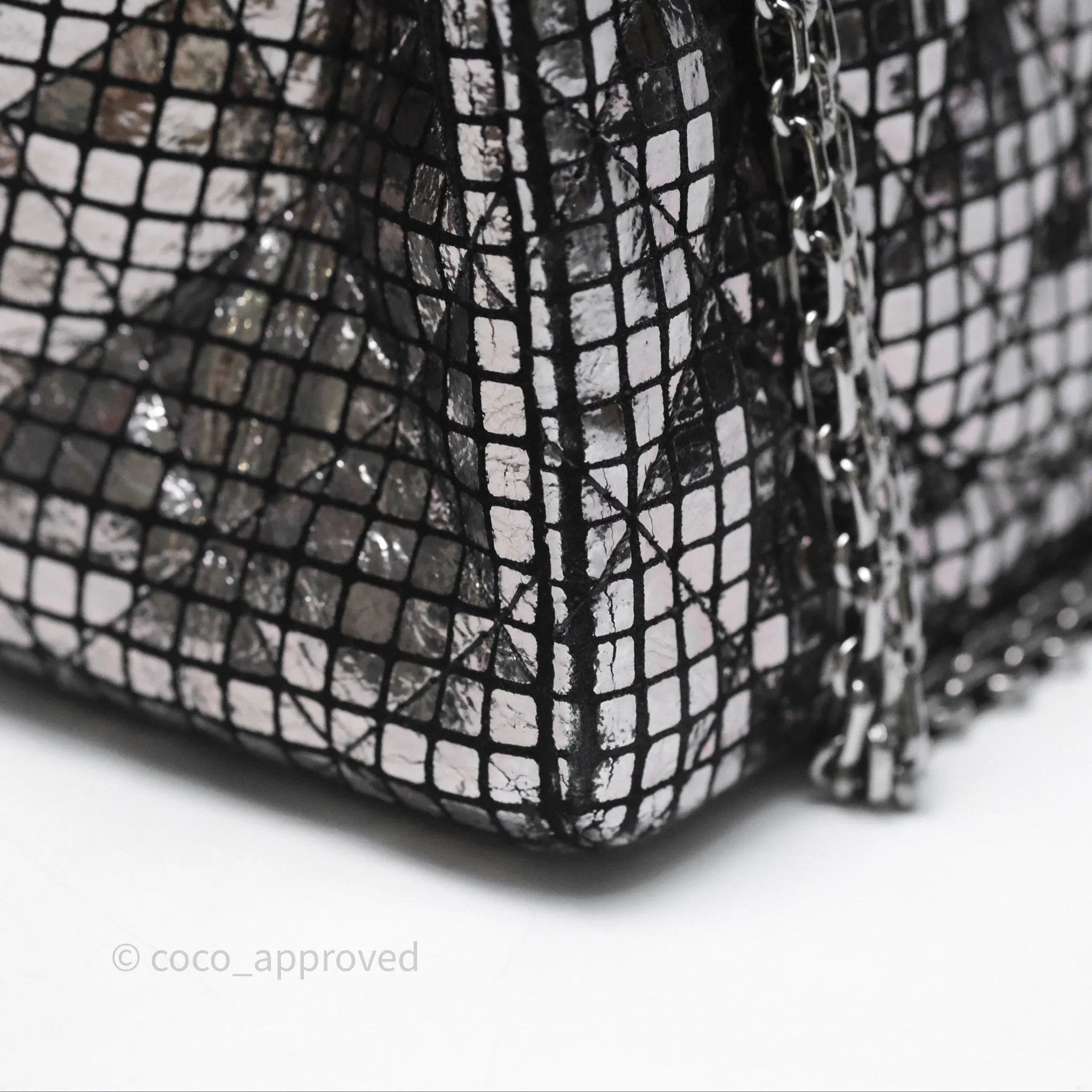 Chanel Mirror Reissue 2.55 Quilted Silver Suede Calfskin Gun Metal Hardware