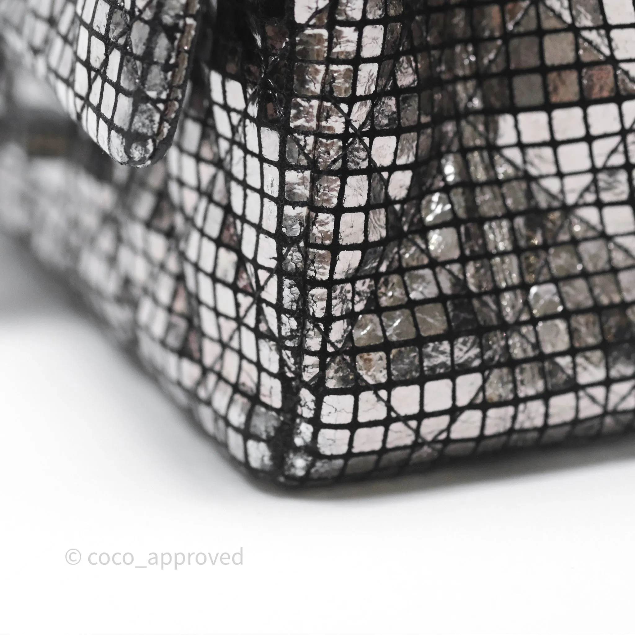 Chanel Mirror Reissue 2.55 Quilted Silver Suede Calfskin Gun Metal Hardware