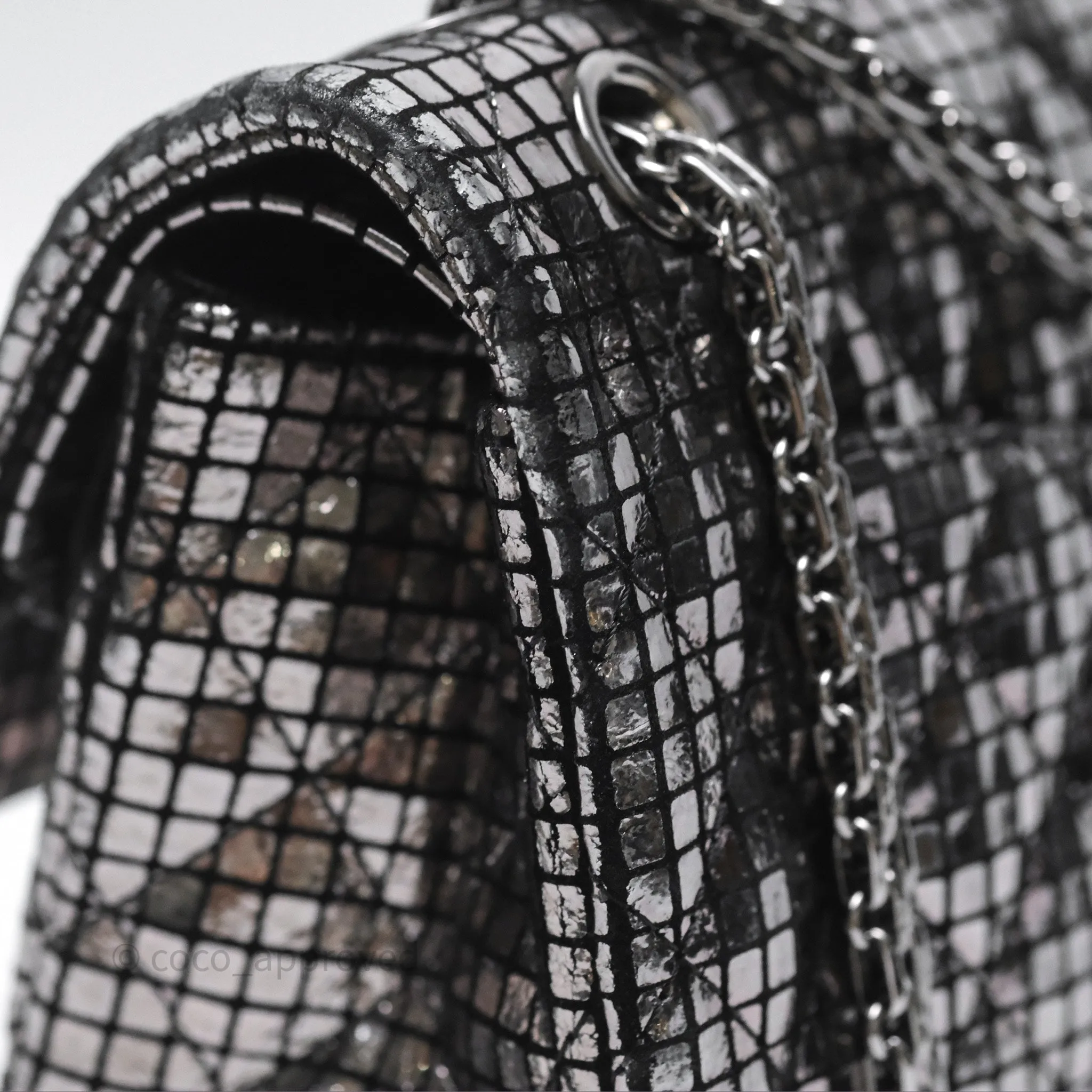 Chanel Mirror Reissue 2.55 Quilted Silver Suede Calfskin Gun Metal Hardware