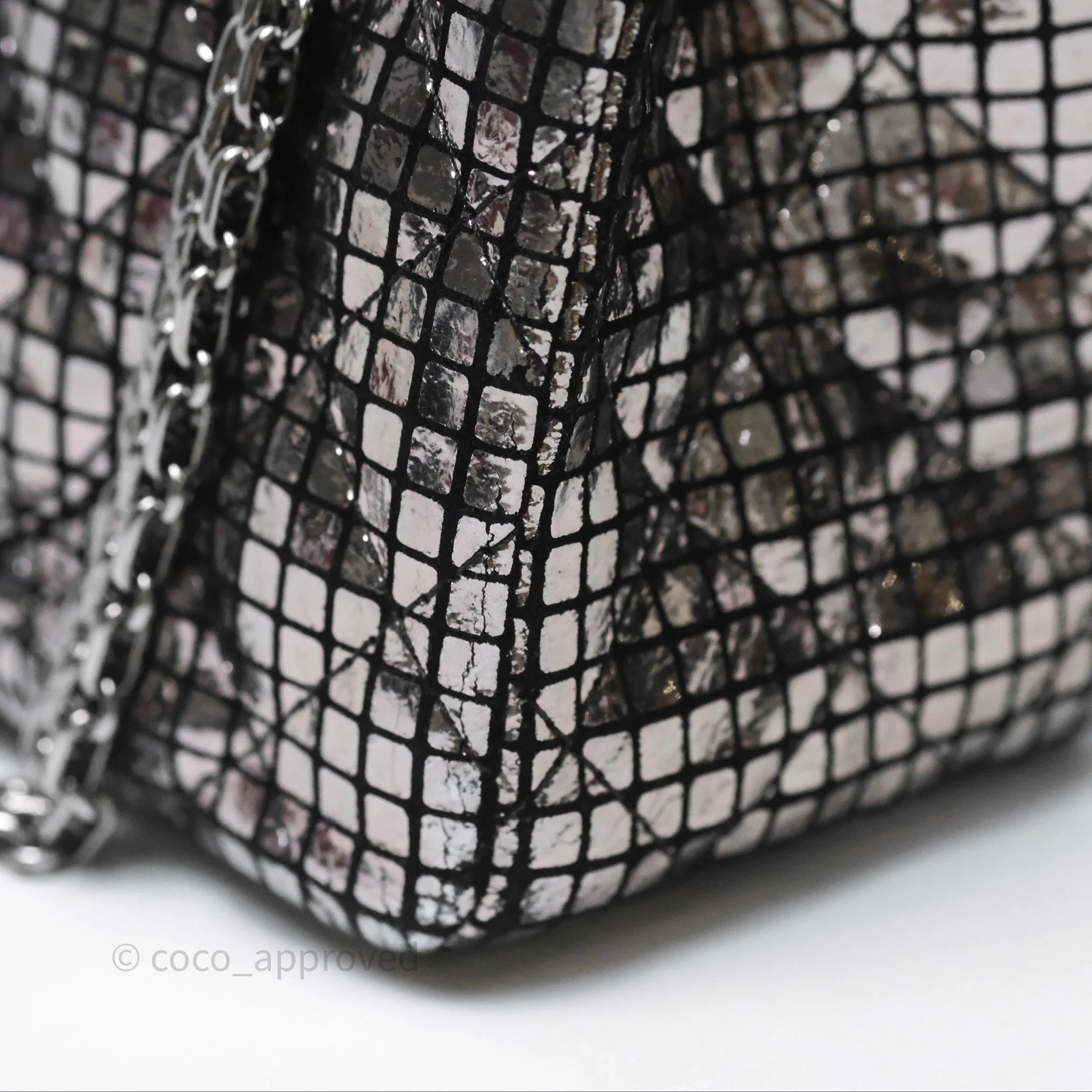 Chanel Mirror Reissue 2.55 Quilted Silver Suede Calfskin Gun Metal Hardware