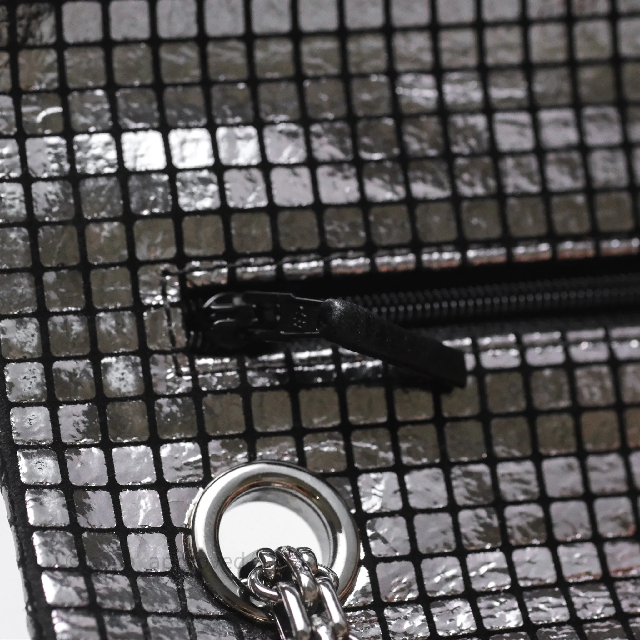 Chanel Mirror Reissue 2.55 Quilted Silver Suede Calfskin Gun Metal Hardware