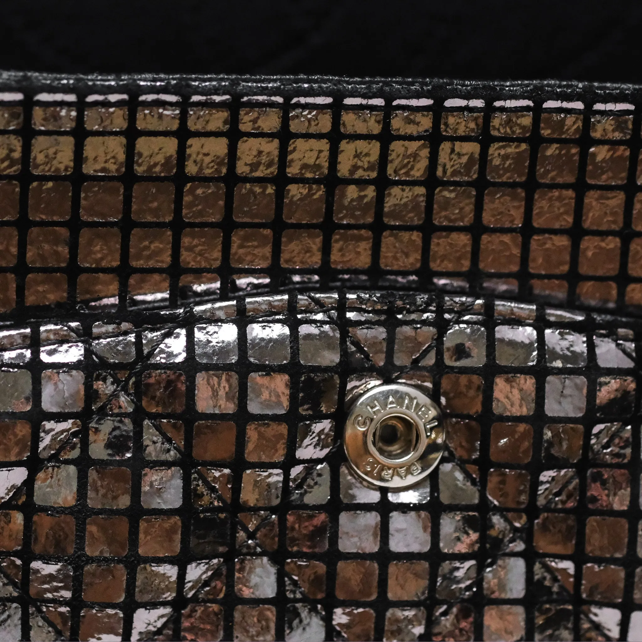 Chanel Mirror Reissue 2.55 Quilted Silver Suede Calfskin Gun Metal Hardware