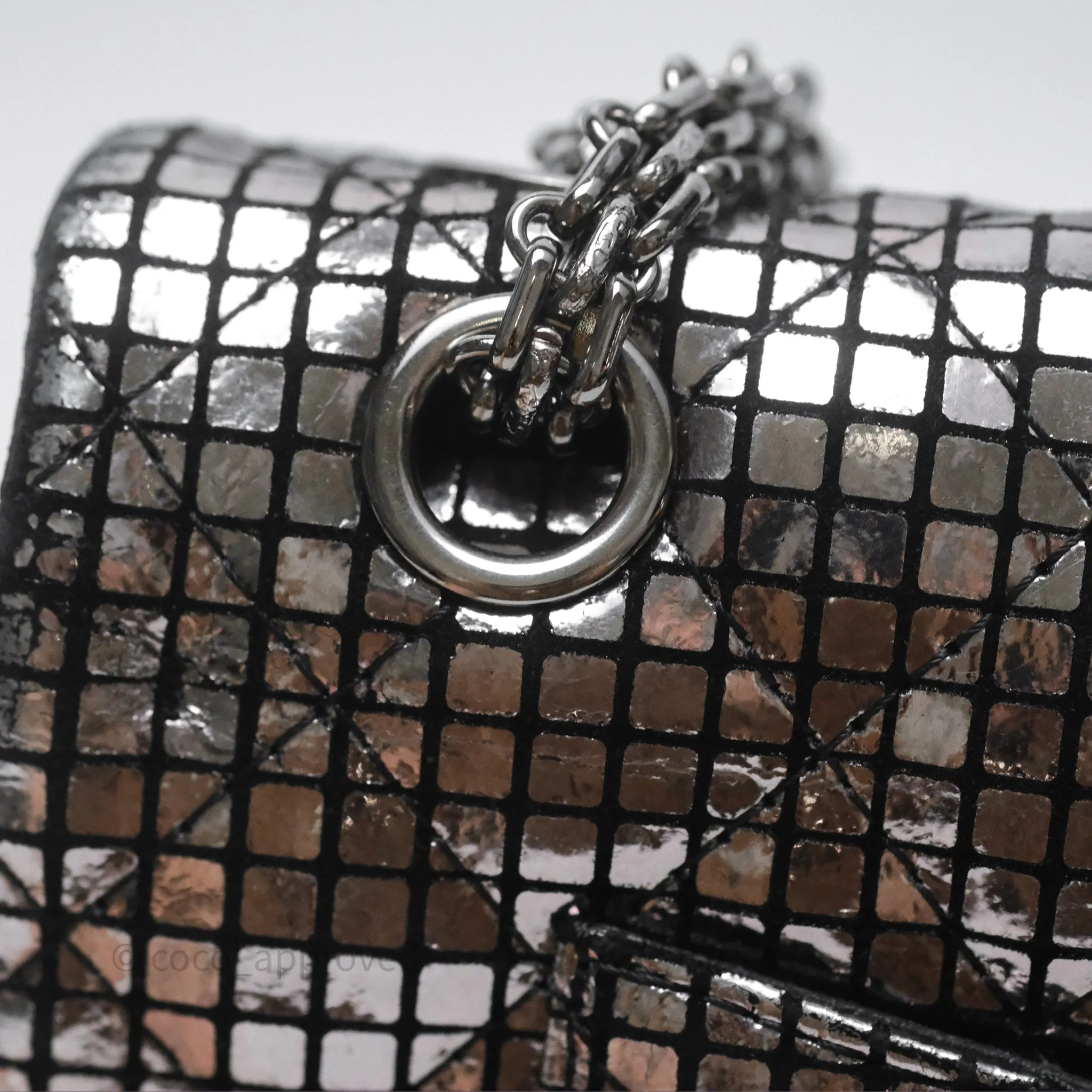 Chanel Mirror Reissue 2.55 Quilted Silver Suede Calfskin Gun Metal Hardware