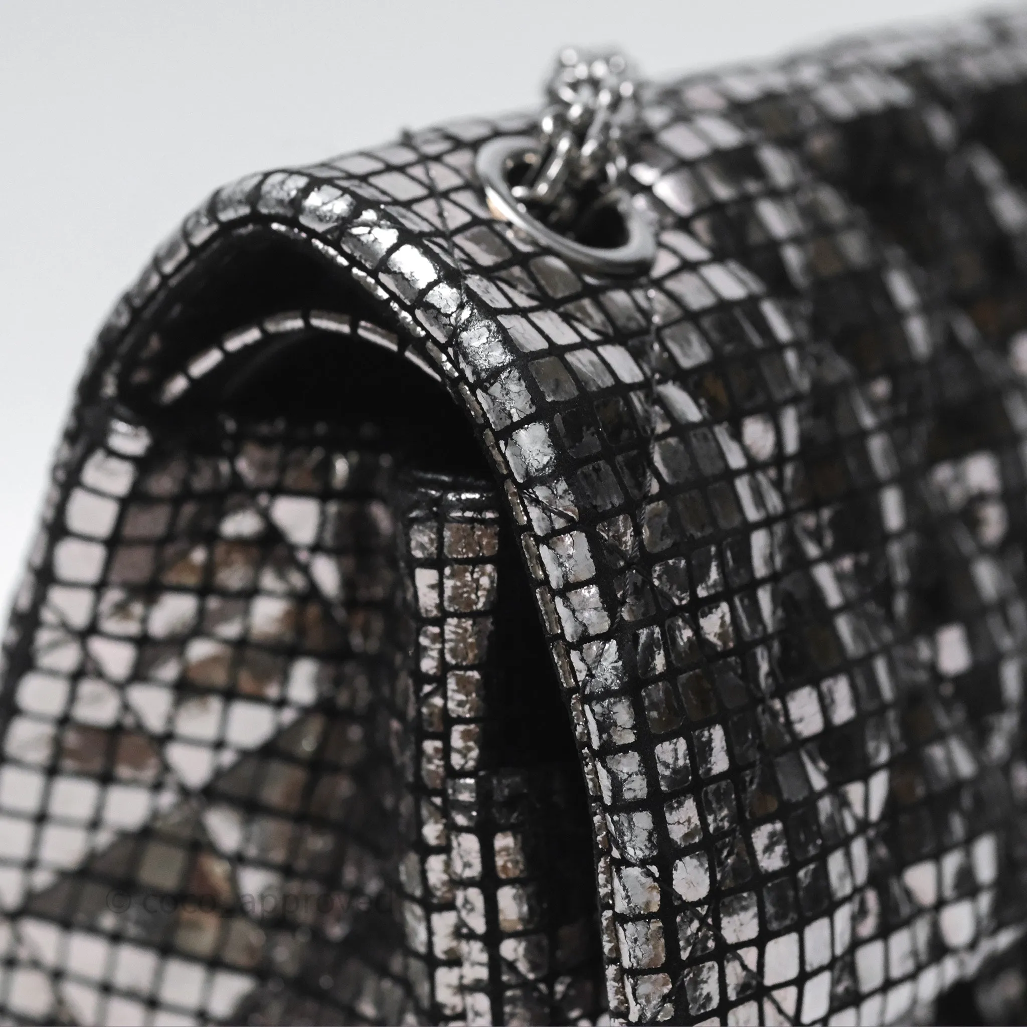Chanel Mirror Reissue 2.55 Quilted Silver Suede Calfskin Gun Metal Hardware