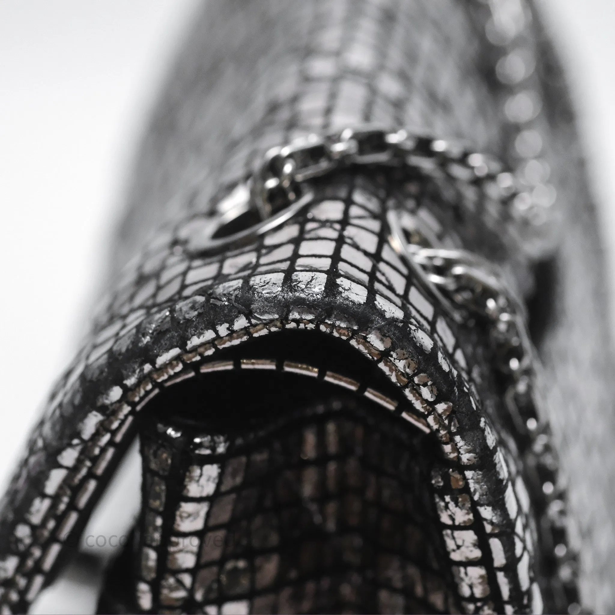 Chanel Mirror Reissue 2.55 Quilted Silver Suede Calfskin Gun Metal Hardware
