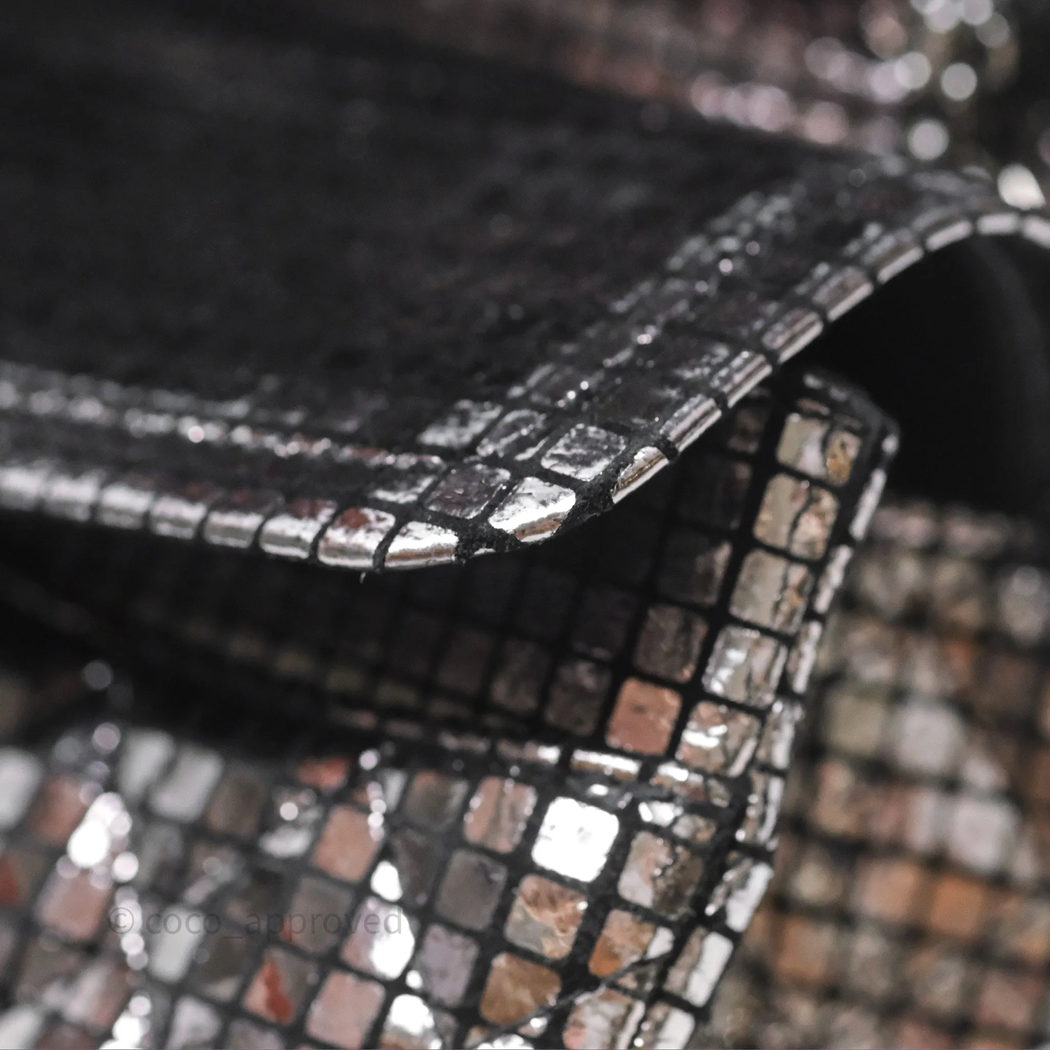 Chanel Mirror Reissue 2.55 Quilted Silver Suede Calfskin Gun Metal Hardware