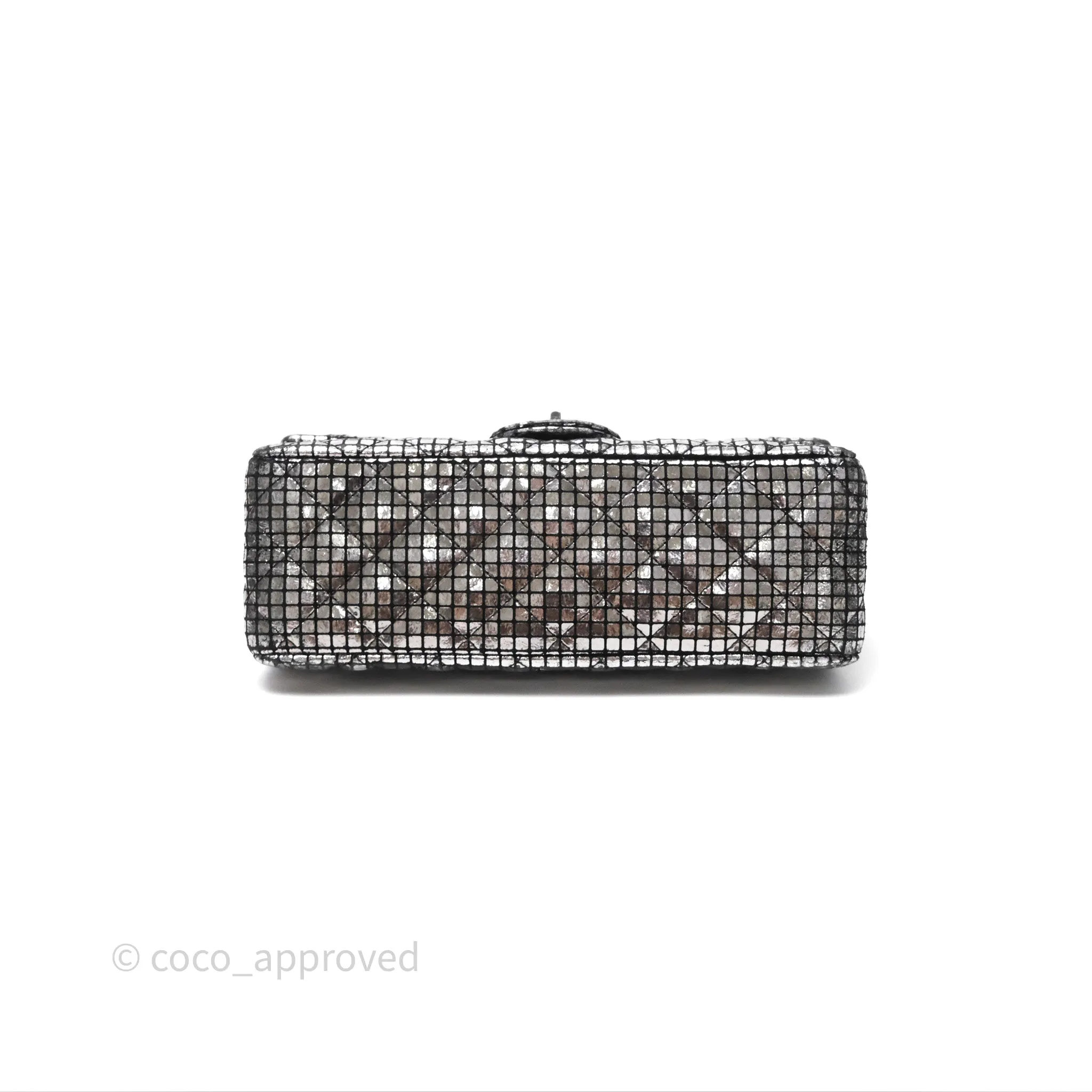 Chanel Mirror Reissue 2.55 Quilted Silver Suede Calfskin Gun Metal Hardware