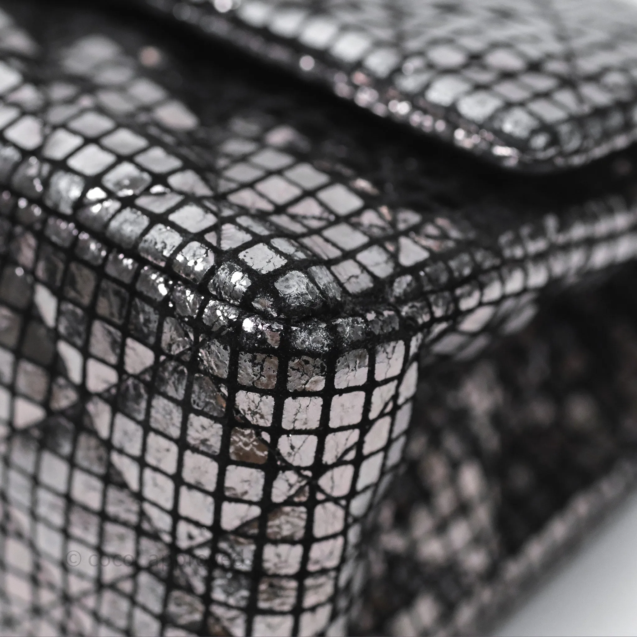 Chanel Mirror Reissue 2.55 Quilted Silver Suede Calfskin Gun Metal Hardware