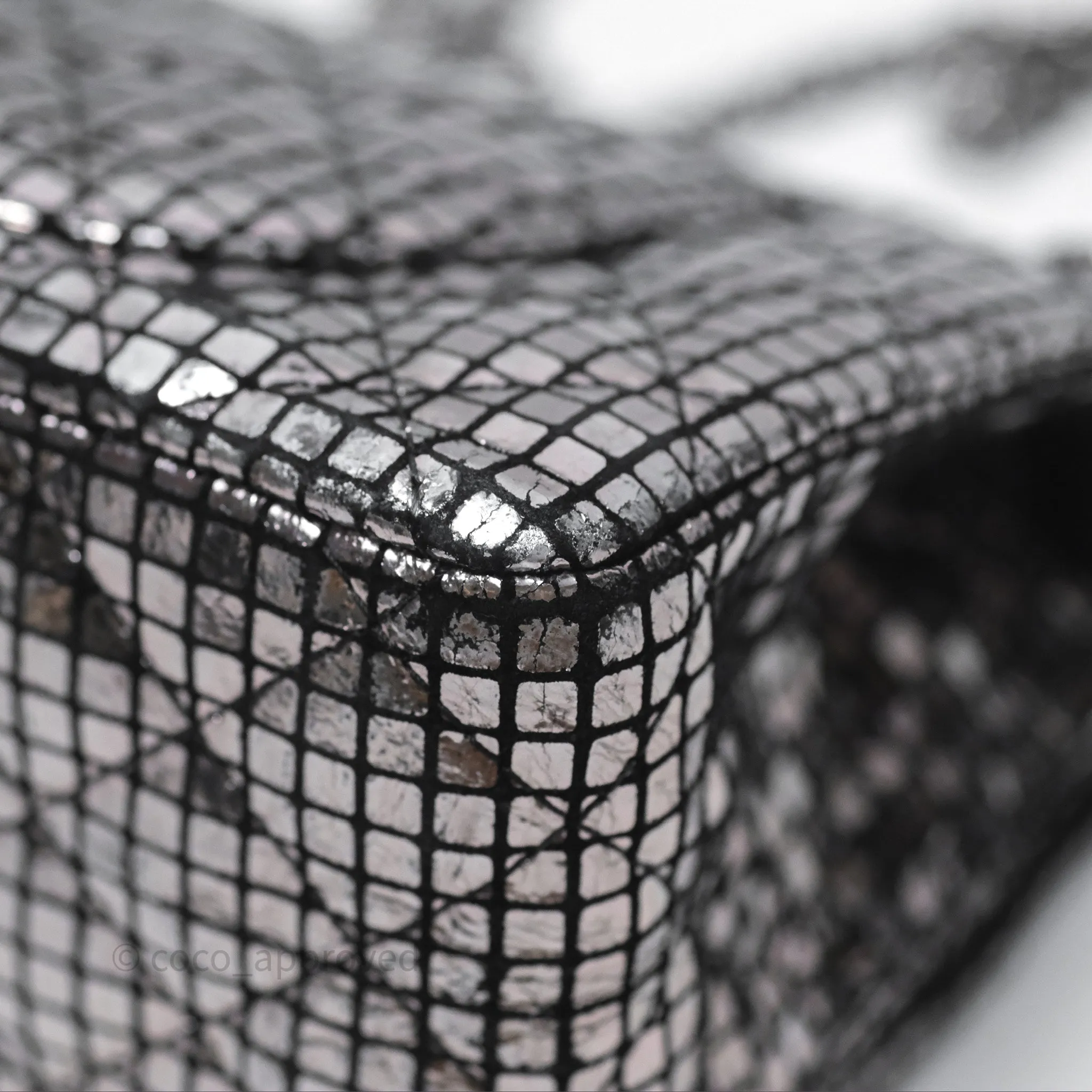 Chanel Mirror Reissue 2.55 Quilted Silver Suede Calfskin Gun Metal Hardware