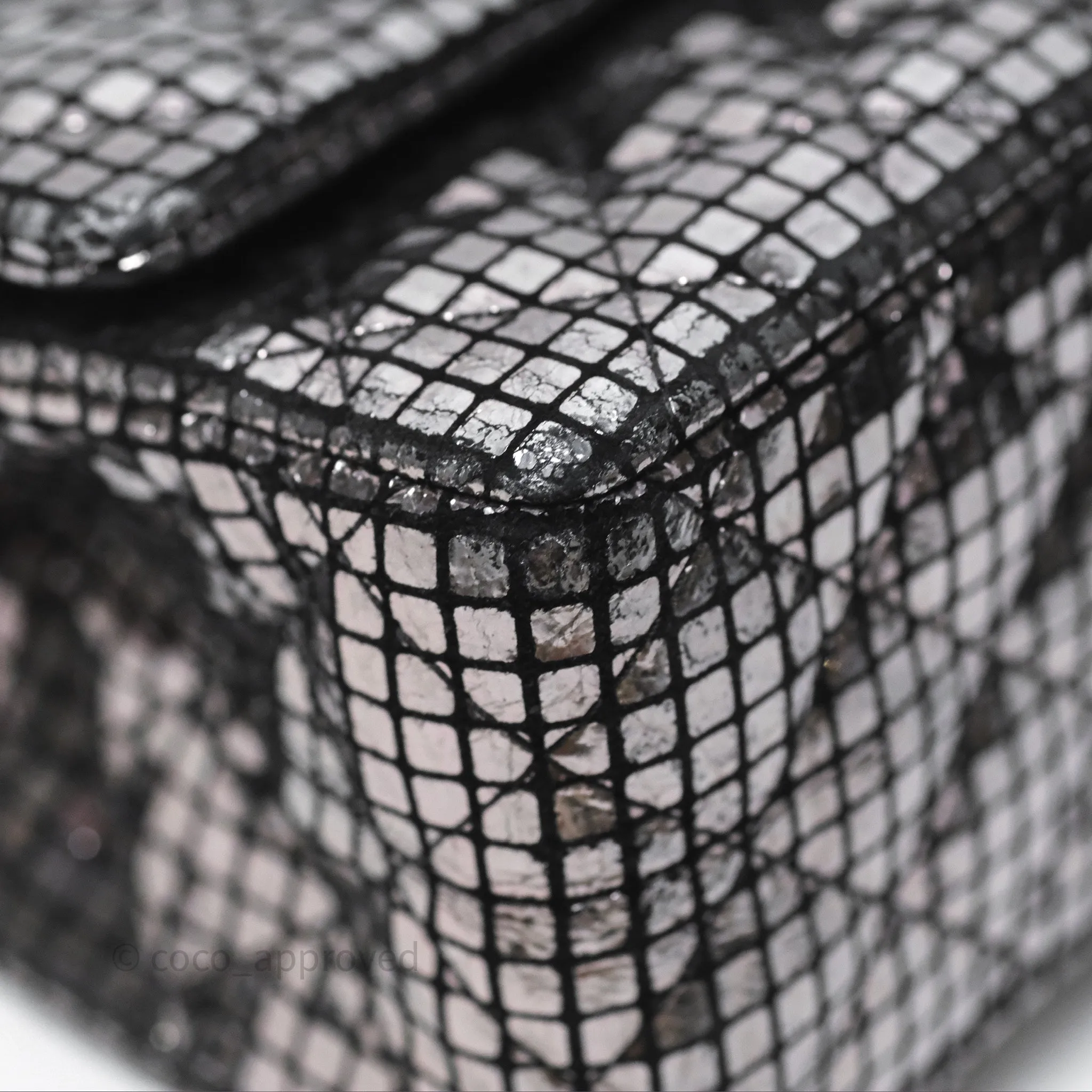 Chanel Mirror Reissue 2.55 Quilted Silver Suede Calfskin Gun Metal Hardware