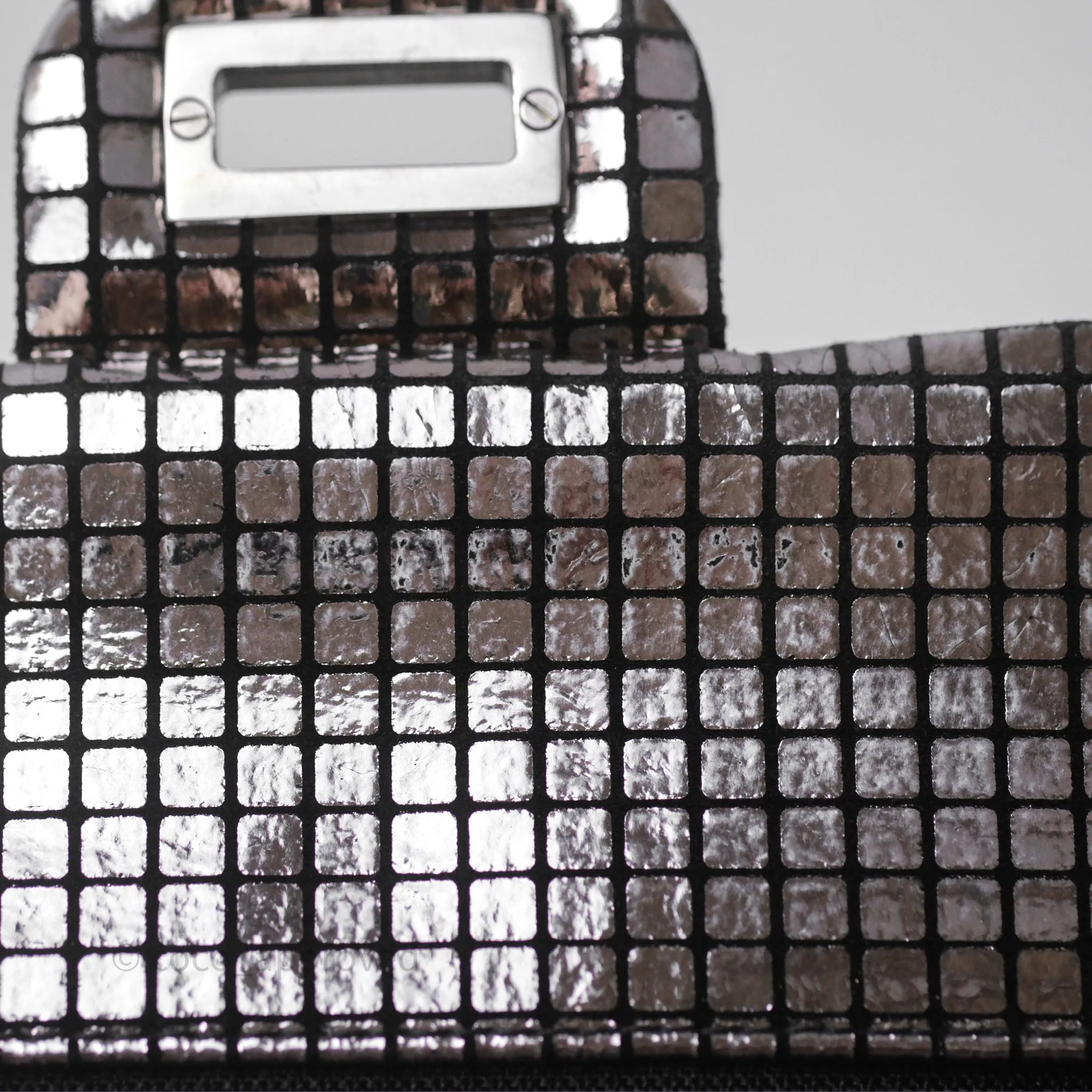 Chanel Mirror Reissue 2.55 Quilted Silver Suede Calfskin Gun Metal Hardware